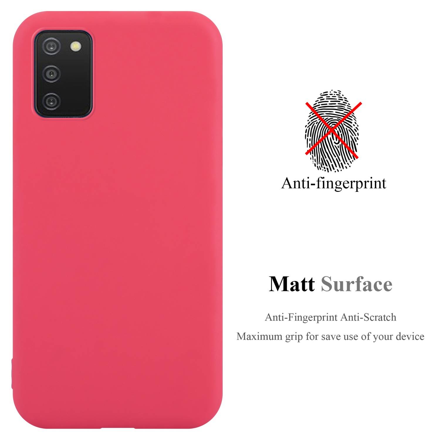 Cadorabo Hülle für Samsung Galaxy A03s Schutzhülle in Rot Handyhülle TPU Silikon Etui Case Cover