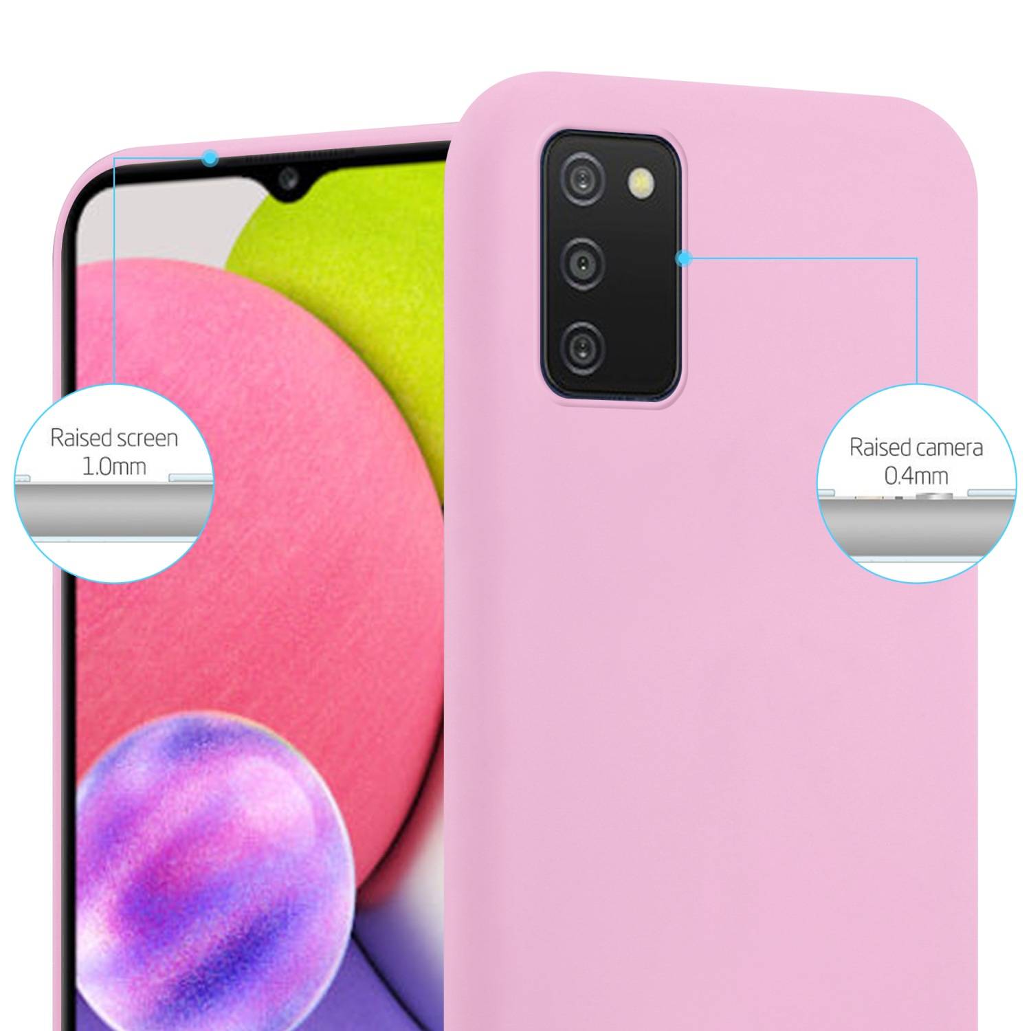 Cadorabo Hülle für Samsung Galaxy A03s Schutzhülle in Rosa Handyhülle TPU Silikon Etui Case Cover