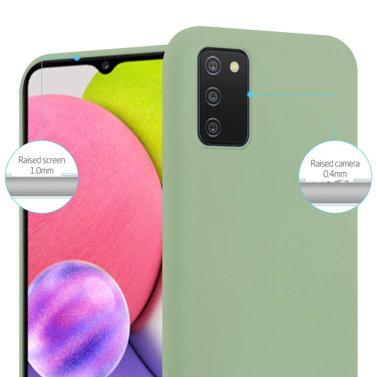 Cadorabo Hülle für Samsung Galaxy A03s Schutzhülle in Grün Handyhülle TPU Silikon Etui Case Cover
