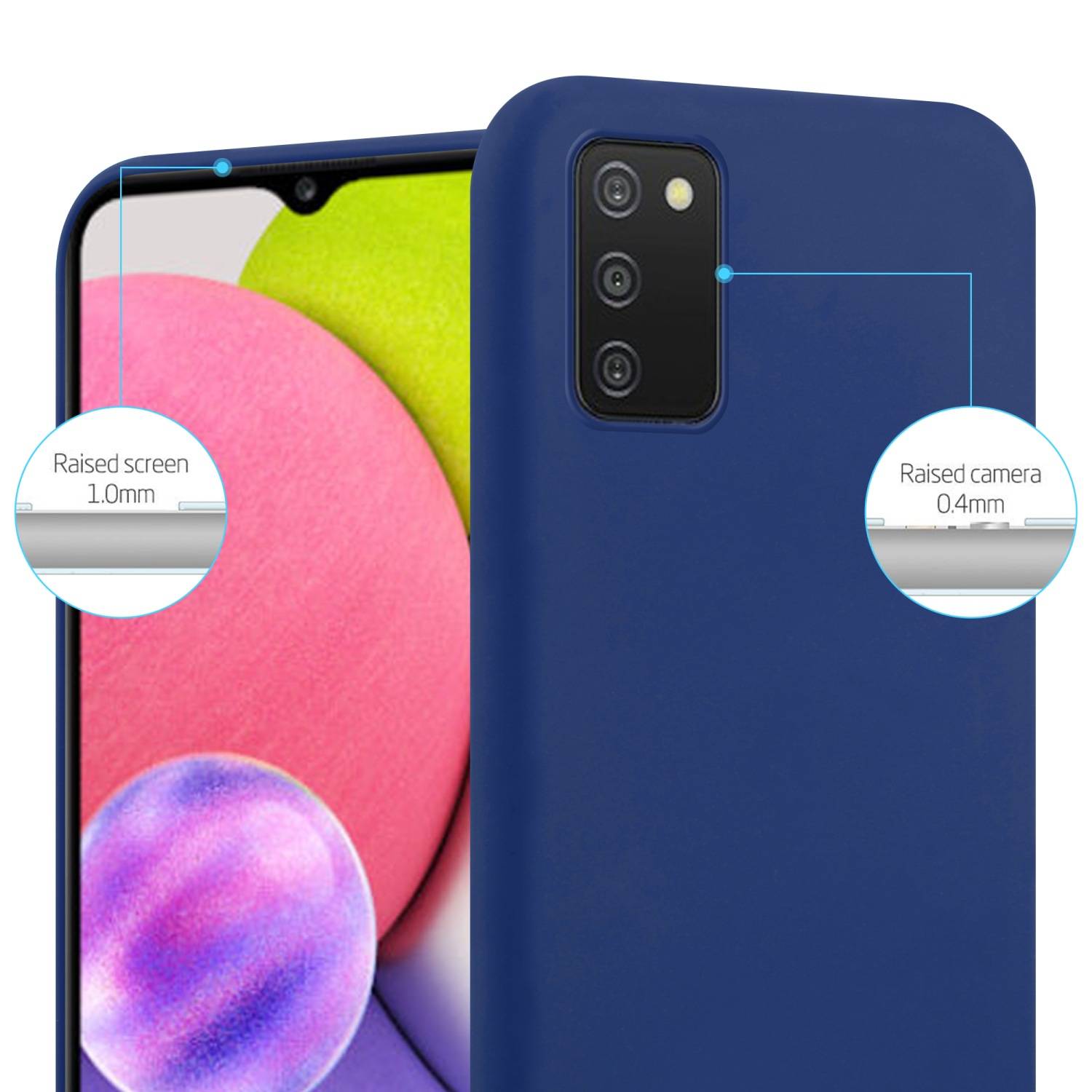 Cadorabo Hülle für Samsung Galaxy A03s Schutzhülle in Blau Handyhülle TPU Silikon Etui Case Cover