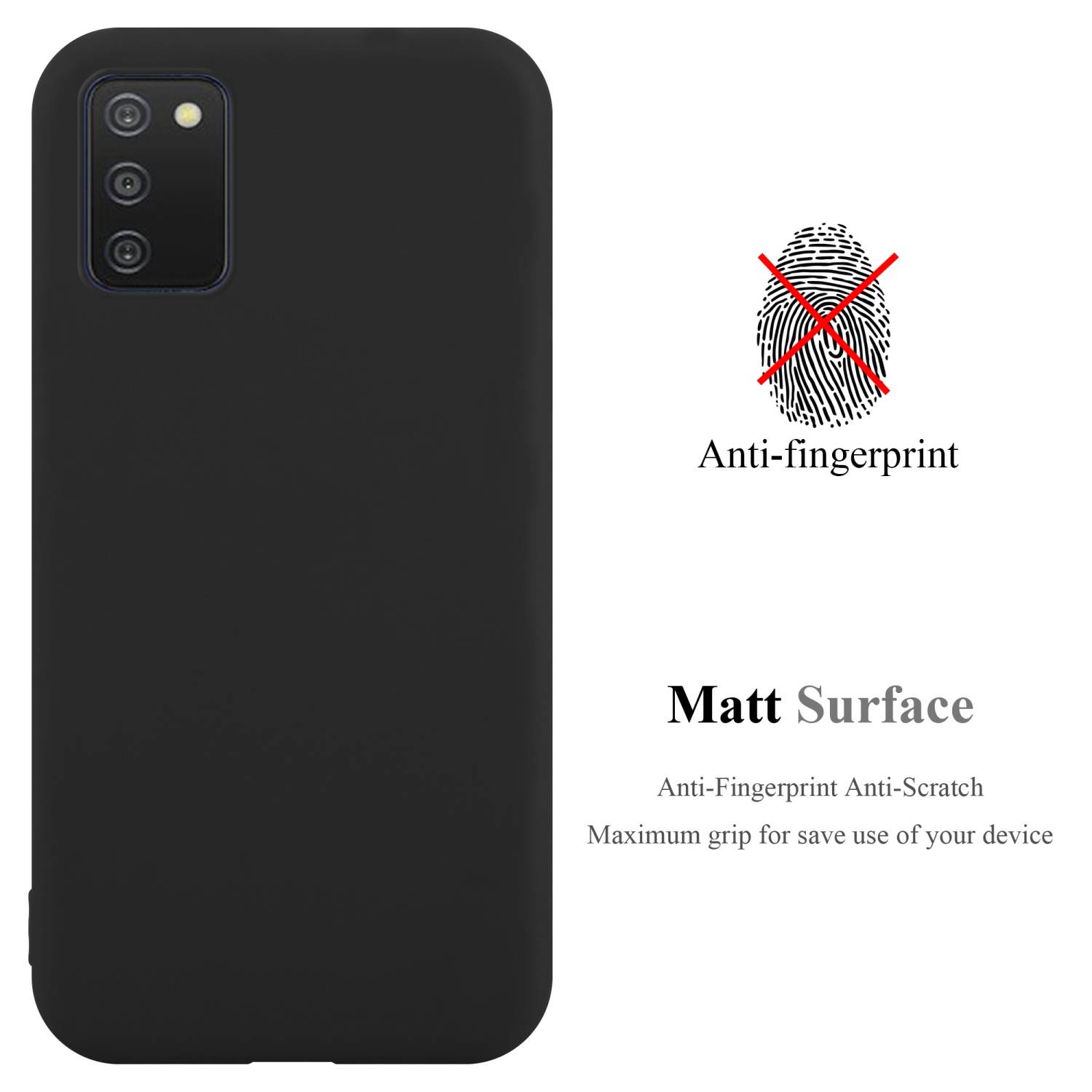Cadorabo Hülle für Samsung Galaxy A03s Schutzhülle in Schwarz Handyhülle TPU Silikon Etui Case Cover