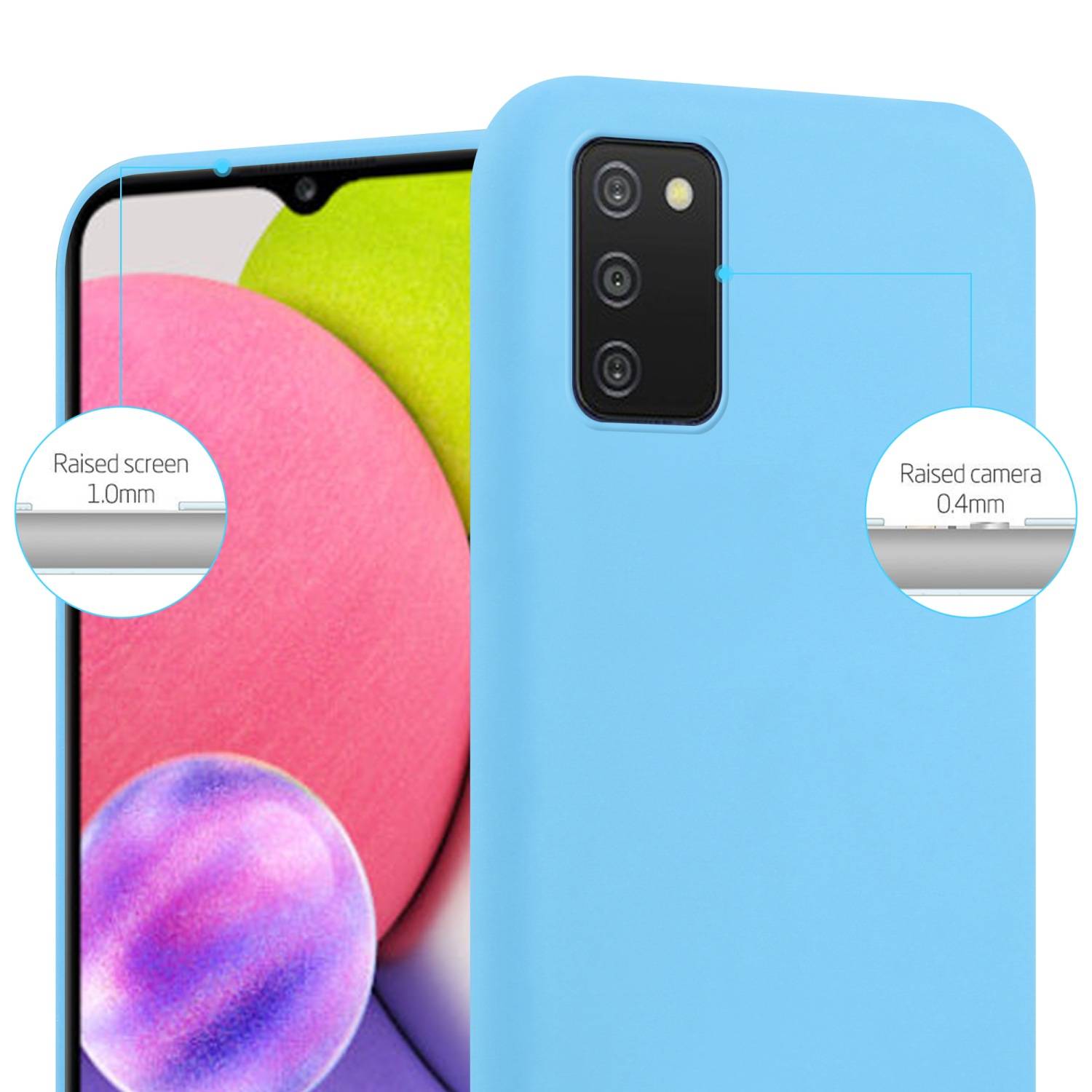 Cadorabo Hülle für Samsung Galaxy A03s Schutzhülle in Blau Handyhülle TPU Silikon Etui Case Cover