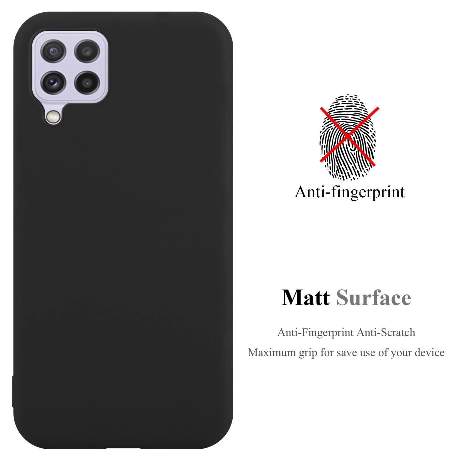 Cadorabo Hülle für Samsung Galaxy A22 4G / M22 / M32 4G Schutzhülle in Schwarz Handyhülle TPU Silikon Etui Case Cover
