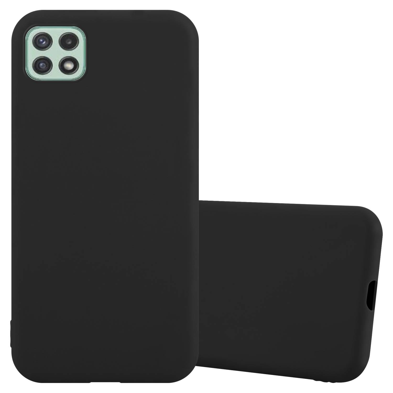 Cadorabo Hülle für Samsung Galaxy A22 5G Schutzhülle in Schwarz Handyhülle TPU Silikon Etui Case Cover