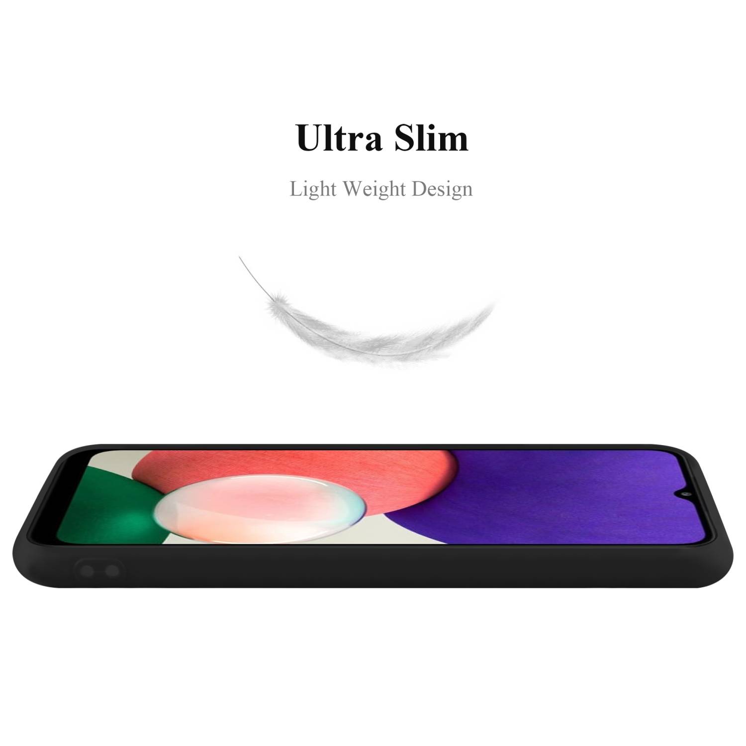 Cadorabo Hülle für Samsung Galaxy A22 5G Schutzhülle in Schwarz Handyhülle TPU Silikon Etui Case Cover