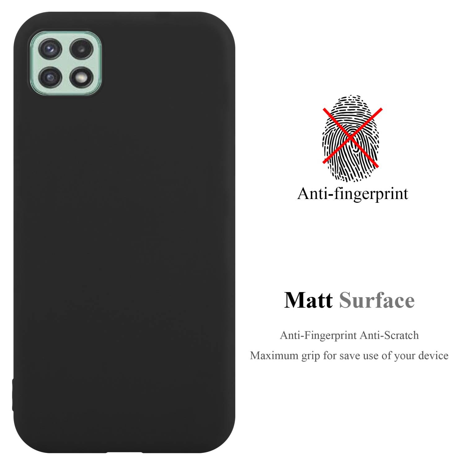 Cadorabo Hülle für Samsung Galaxy A22 5G Schutzhülle in Schwarz Handyhülle TPU Silikon Etui Case Cover