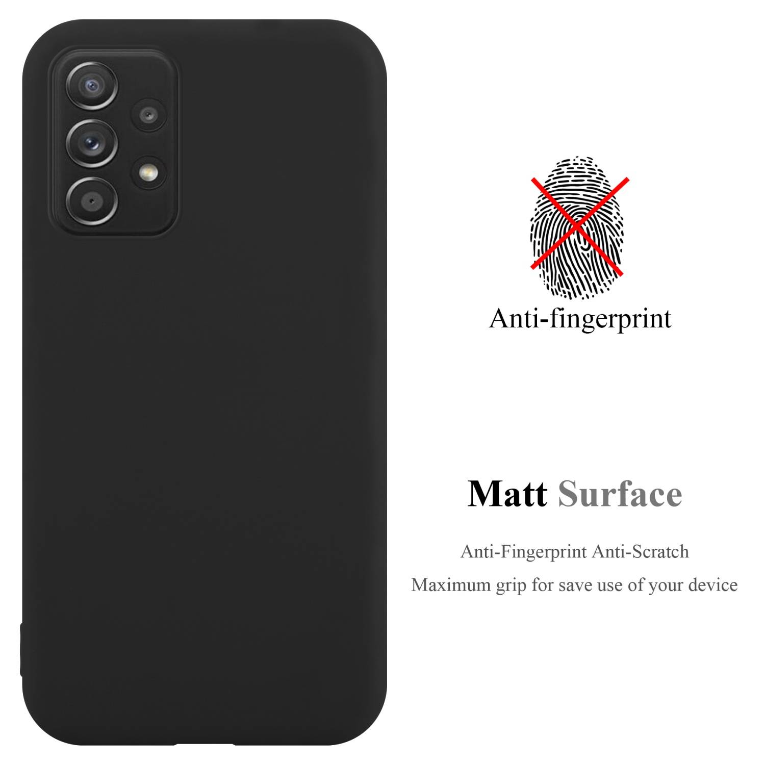 Cadorabo Hülle für Samsung Galaxy A52 (4G / 5G) / A52s Schutzhülle in Schwarz Handyhülle TPU Silikon Etui Case Cover