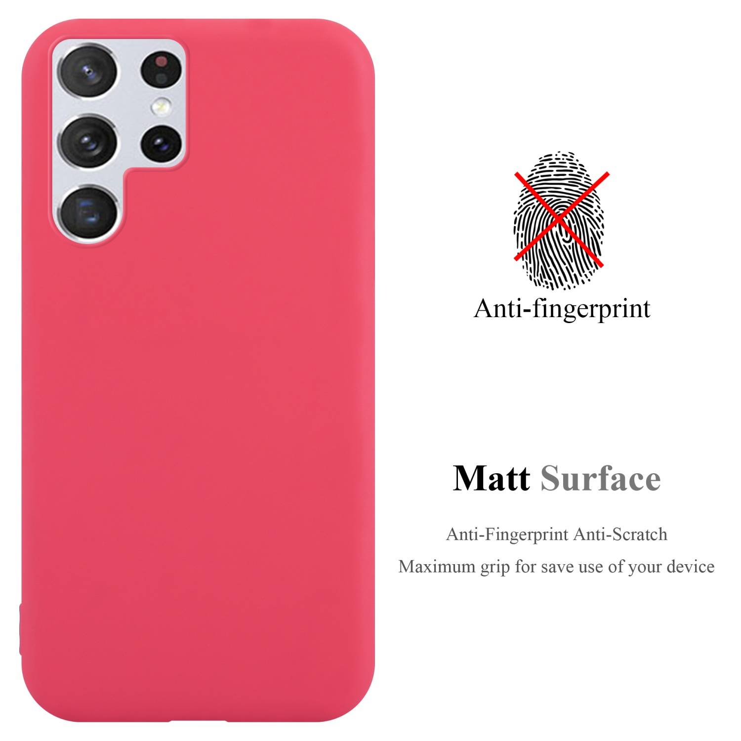 Cadorabo Hülle für Samsung Galaxy S22 ULTRA Schutzhülle in Rot Handyhülle TPU Silikon Etui Case Cover