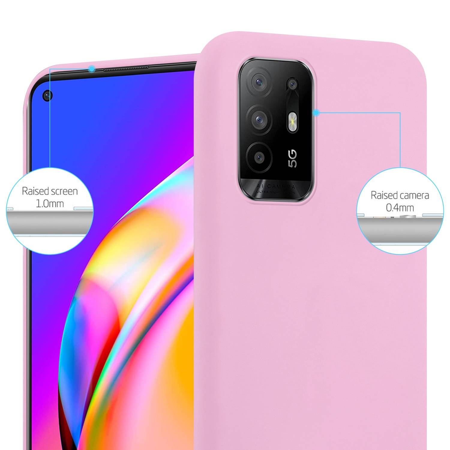 Cadorabo Hülle für Oppo A94 5G Schutzhülle in Rosa Handyhülle TPU Silikon Etui Case Cover