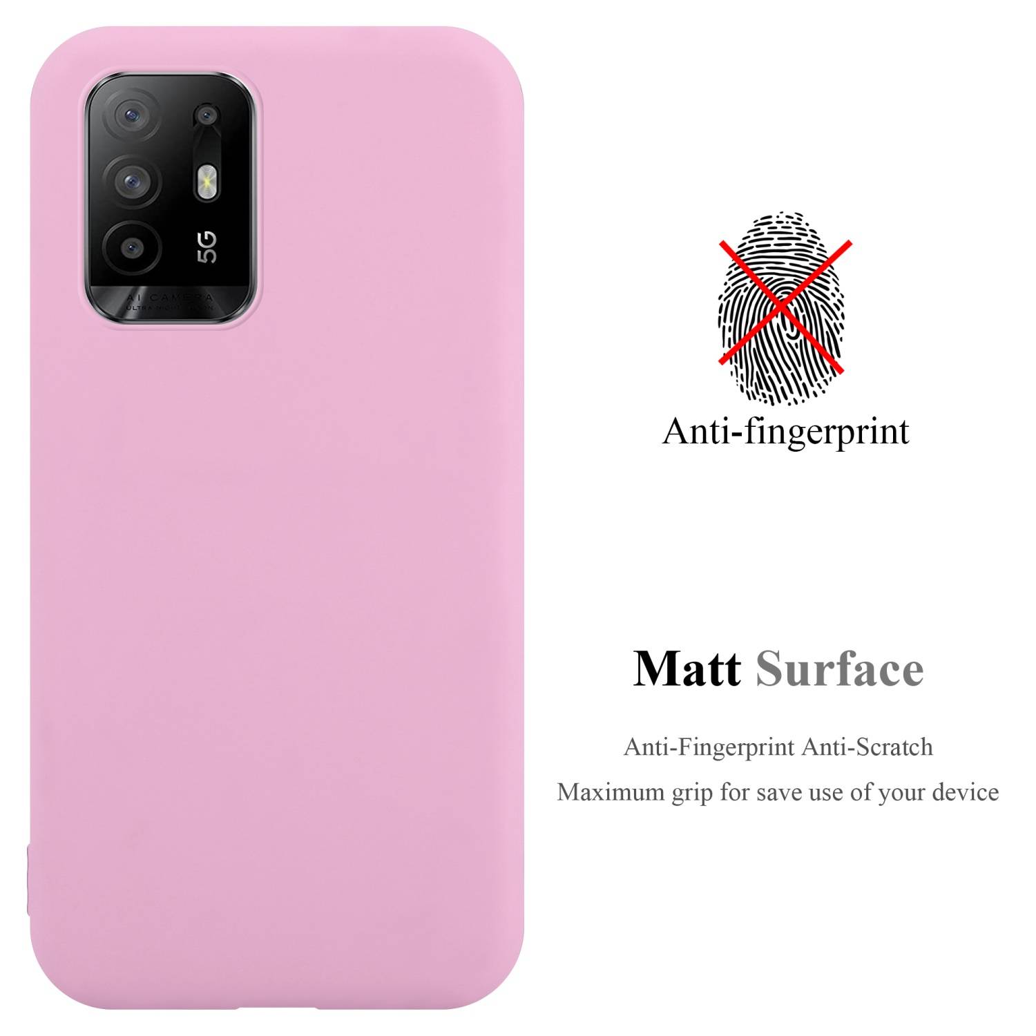 Cadorabo Hülle für Oppo A94 5G Schutzhülle in Rosa Handyhülle TPU Silikon Etui Case Cover