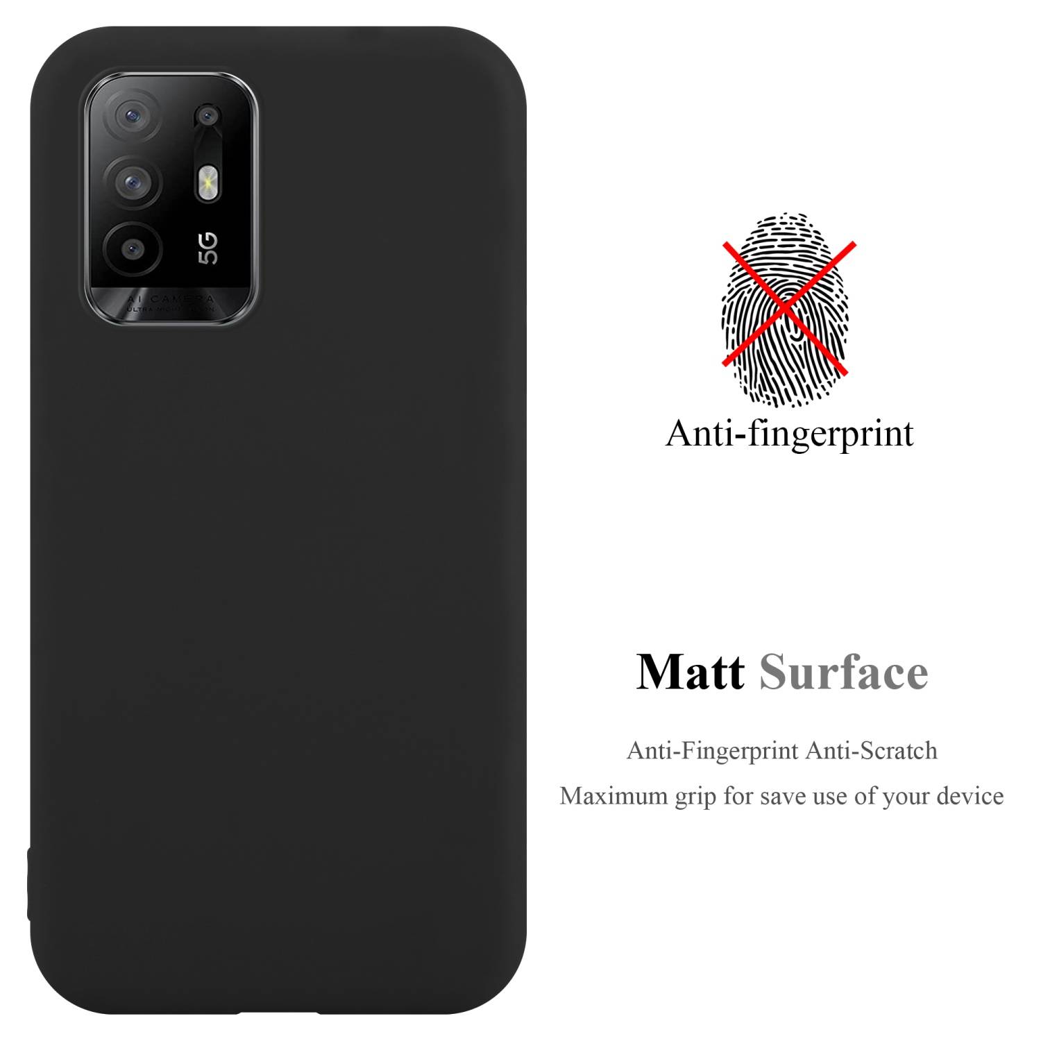 Cadorabo Hülle für Oppo A94 5G Schutzhülle in Schwarz Handyhülle TPU Silikon Etui Case Cover