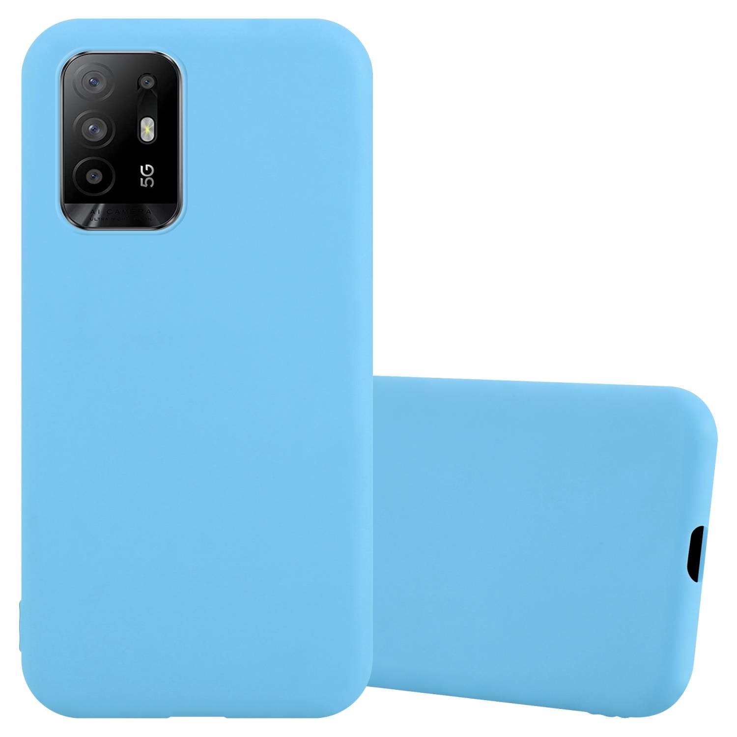 Cadorabo Hülle für Oppo A94 5G Schutzhülle in Blau Handyhülle TPU Silikon Etui Case Cover