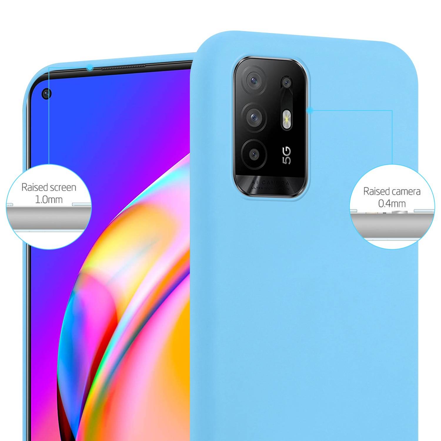 Cadorabo Hülle für Oppo A94 5G Schutzhülle in Blau Handyhülle TPU Silikon Etui Case Cover