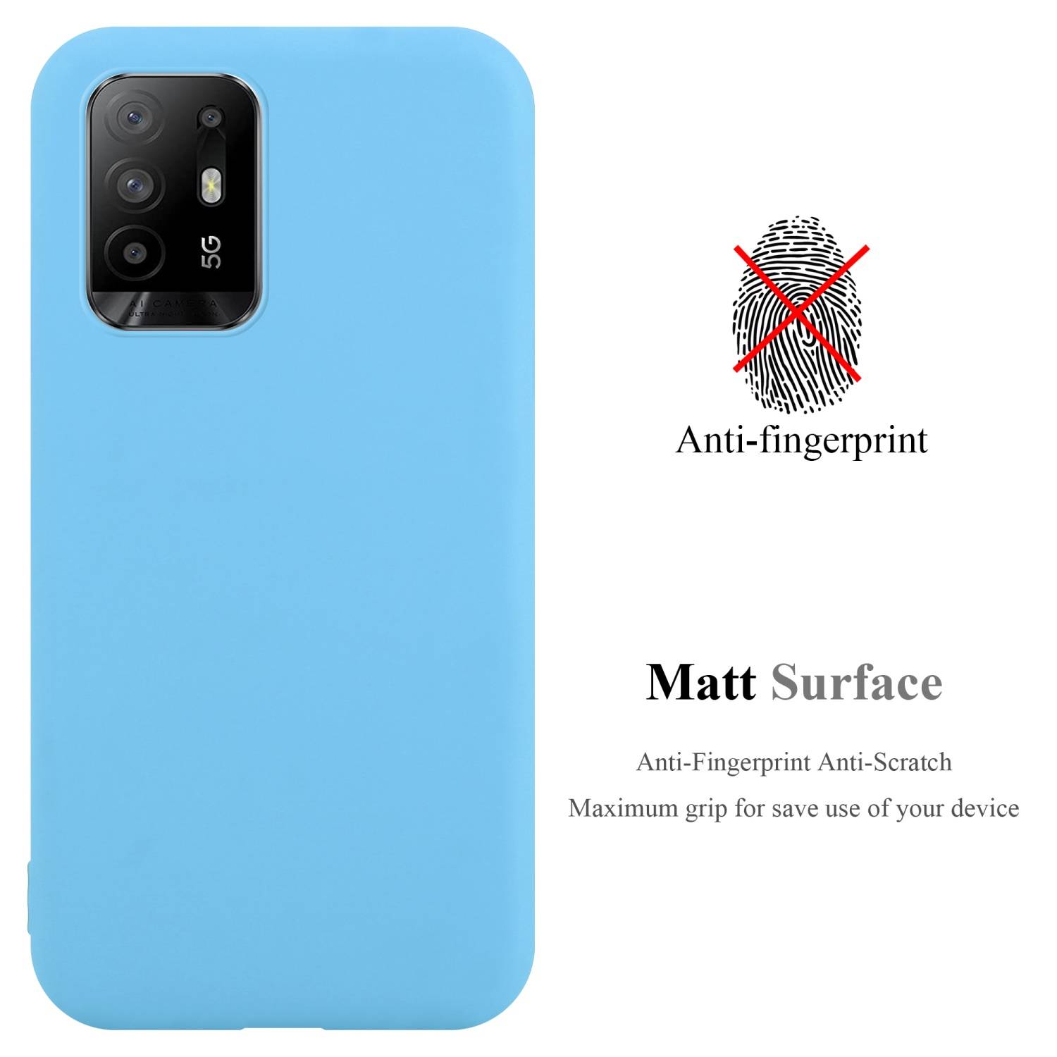 Cadorabo Hülle für Oppo A94 5G Schutzhülle in Blau Handyhülle TPU Silikon Etui Case Cover