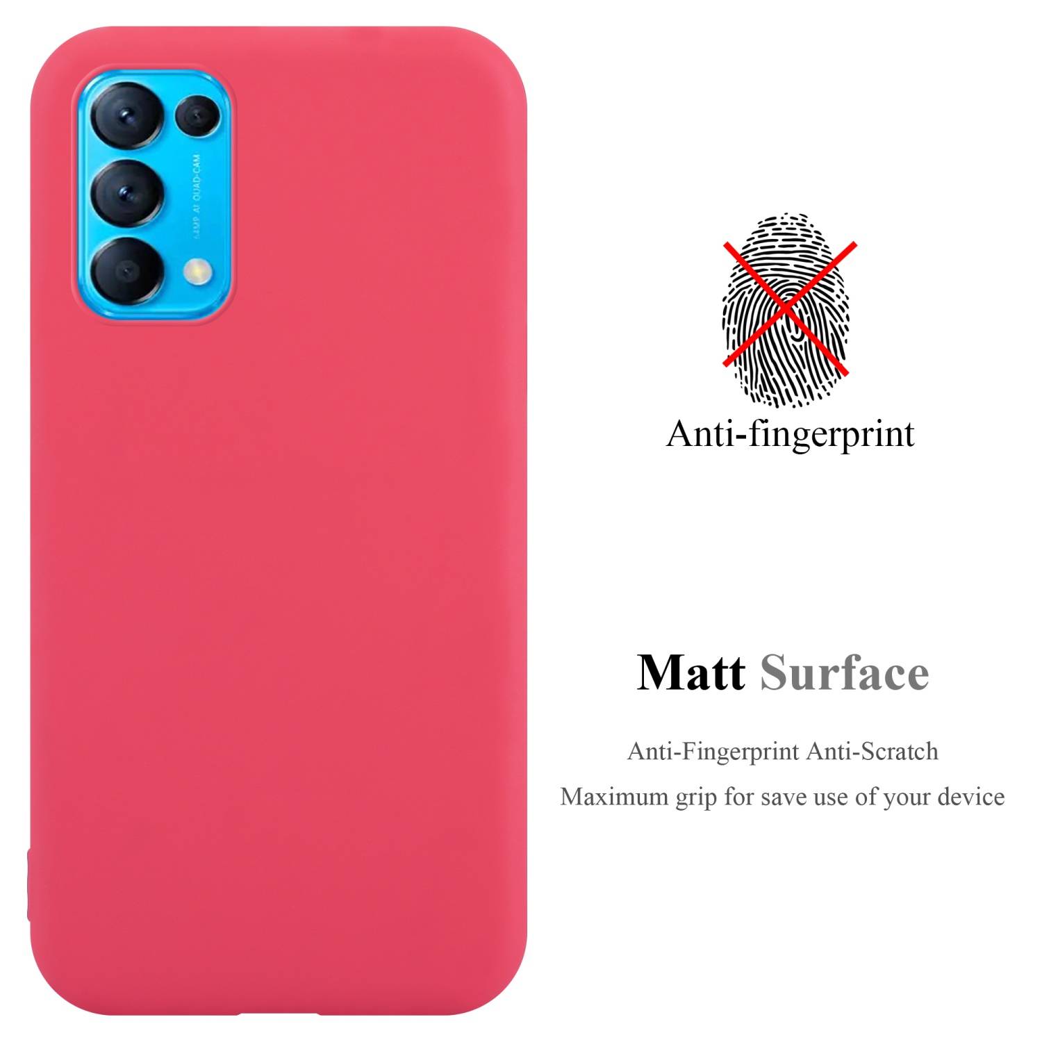 Cadorabo Hülle für Oppo FIND X3 LITE Schutzhülle in Rot Handyhülle TPU Silikon Etui Case Cover