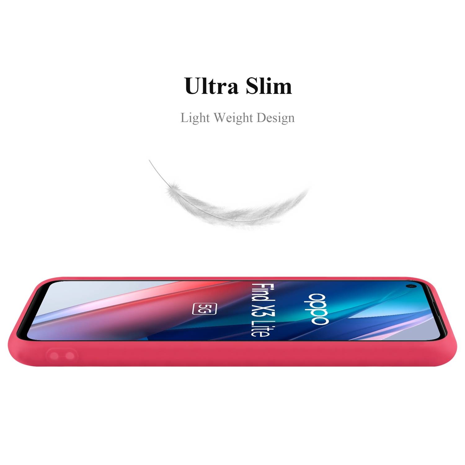 Cadorabo Hülle für Oppo FIND X3 LITE Schutzhülle in Rot Handyhülle TPU Silikon Etui Case Cover