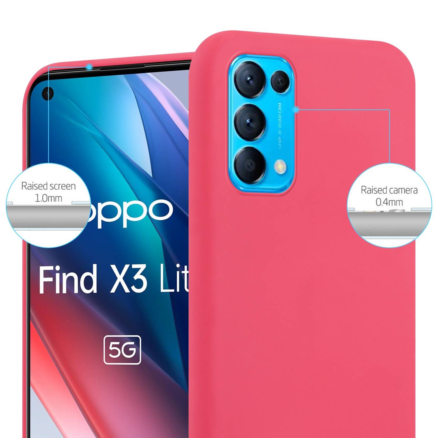 Cadorabo Hülle für Oppo FIND X3 LITE Schutzhülle in Rot Handyhülle TPU Silikon Etui Case Cover