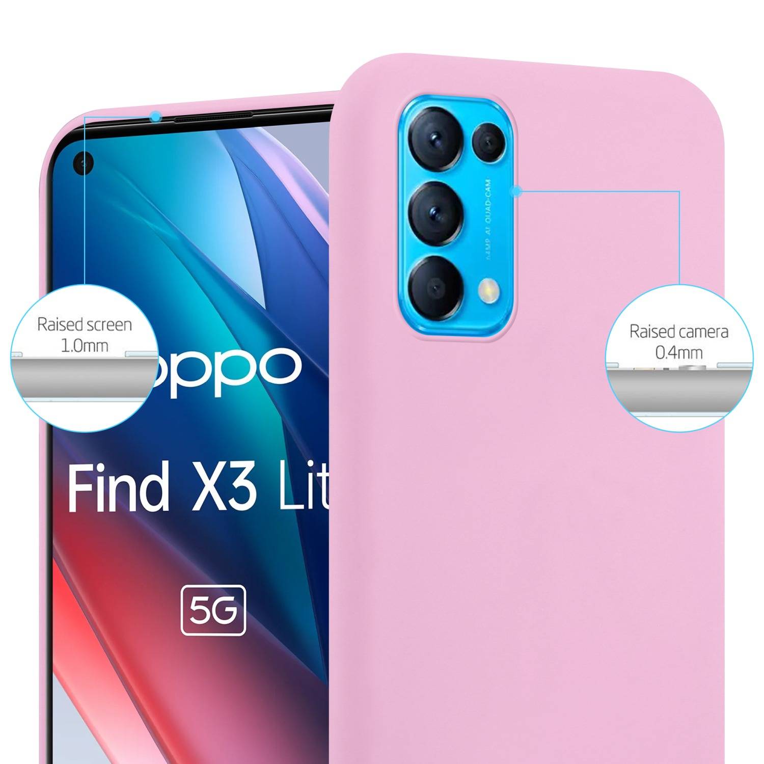 Cadorabo Hülle für Oppo FIND X3 LITE Schutzhülle in Rosa Handyhülle TPU Silikon Etui Case Cover