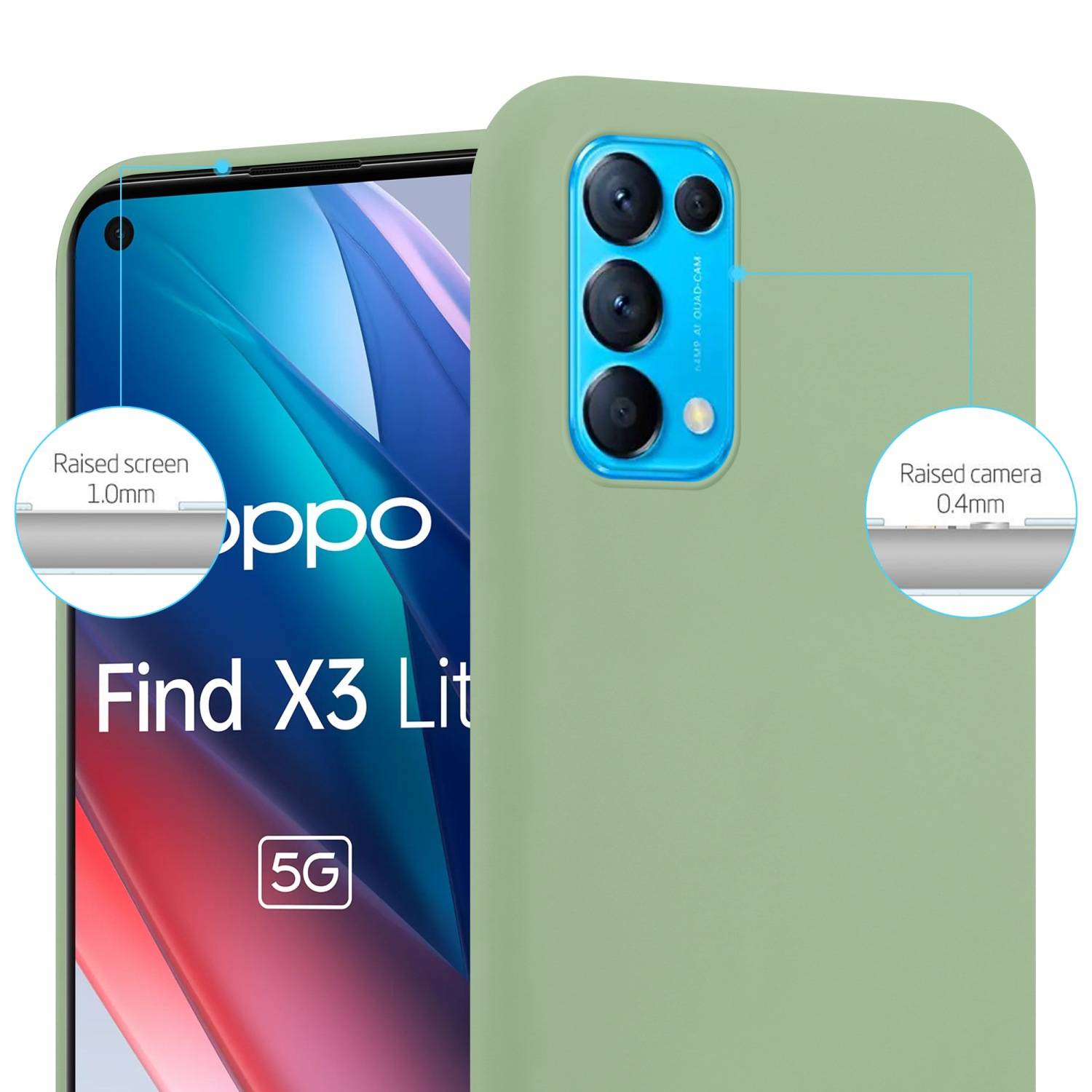 Cadorabo Hülle für Oppo FIND X3 LITE Schutzhülle in Grün Handyhülle TPU Silikon Etui Case Cover