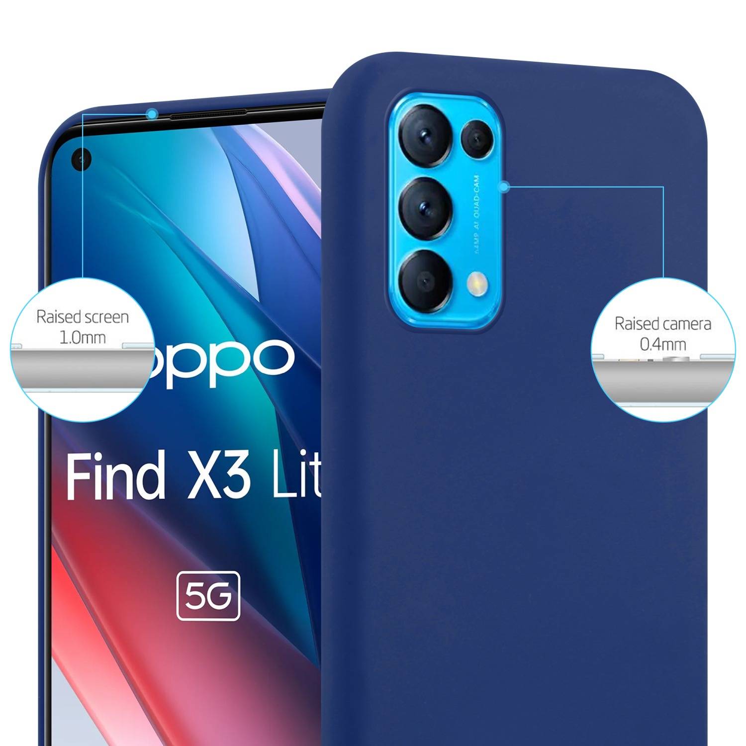 Cadorabo Hülle für Oppo FIND X3 LITE Schutzhülle in Blau Handyhülle TPU Silikon Etui Case Cover