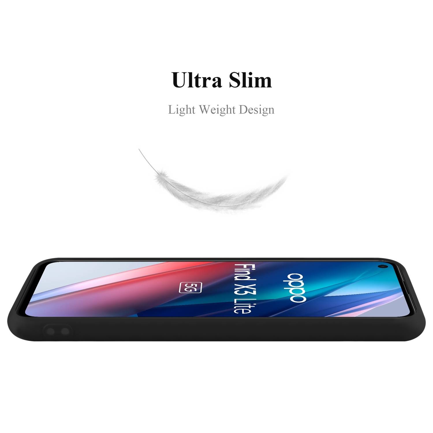 Cadorabo Hülle für Oppo FIND X3 LITE Schutzhülle in Schwarz Handyhülle TPU Silikon Etui Case Cover