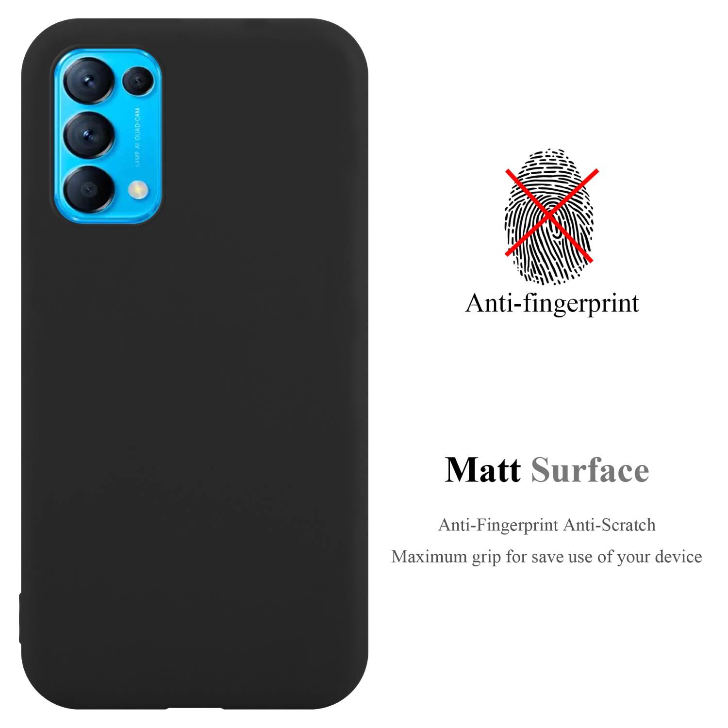 Cadorabo Hülle für Oppo FIND X3 LITE Schutzhülle in Schwarz Handyhülle TPU Silikon Etui Case Cover