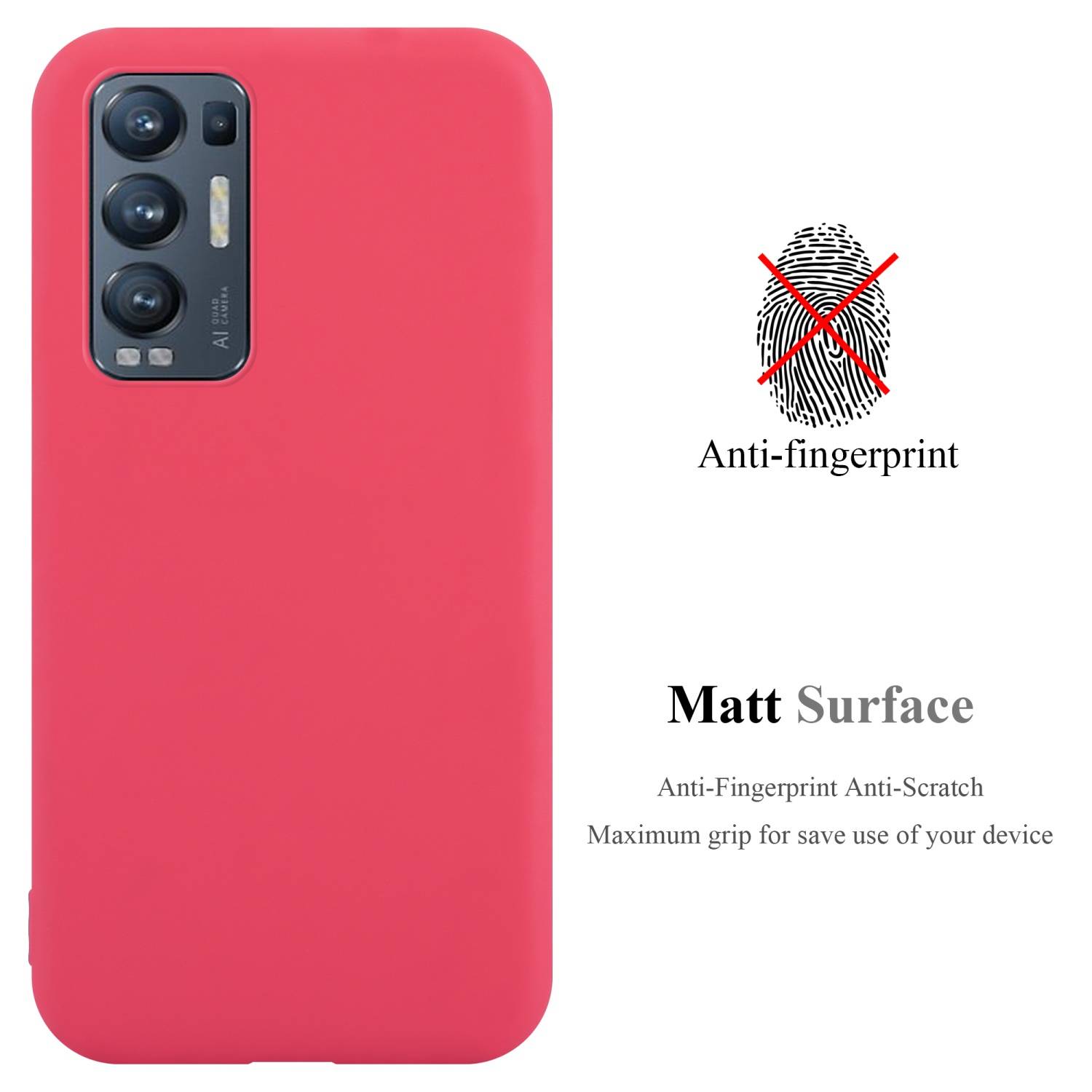 Cadorabo Hülle für Oppo FIND X3 NEO Schutzhülle in Rot Handyhülle TPU Silikon Etui Case Cover