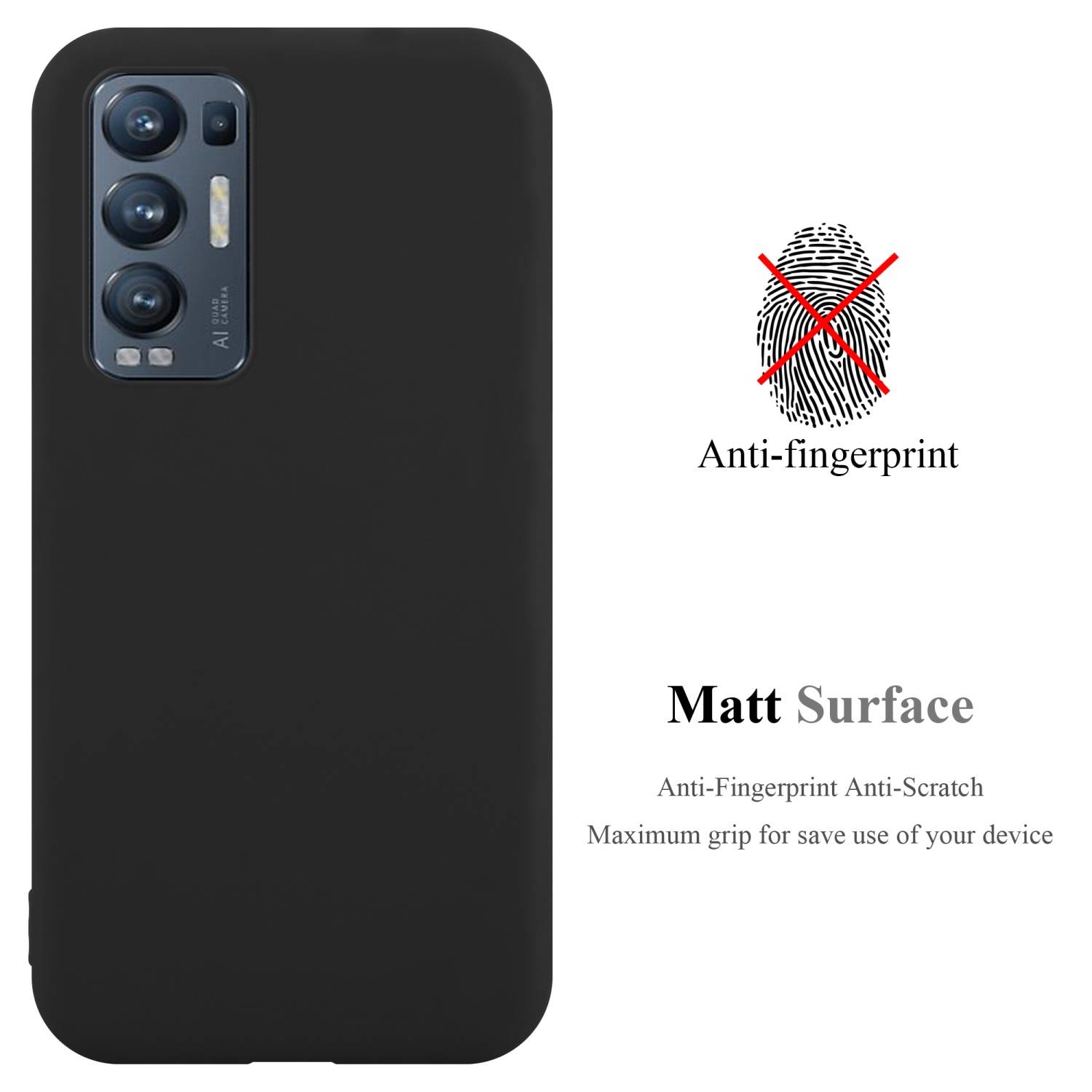 Cadorabo Hülle für Oppo FIND X3 NEO Schutzhülle in Schwarz Handyhülle TPU Silikon Etui Case Cover