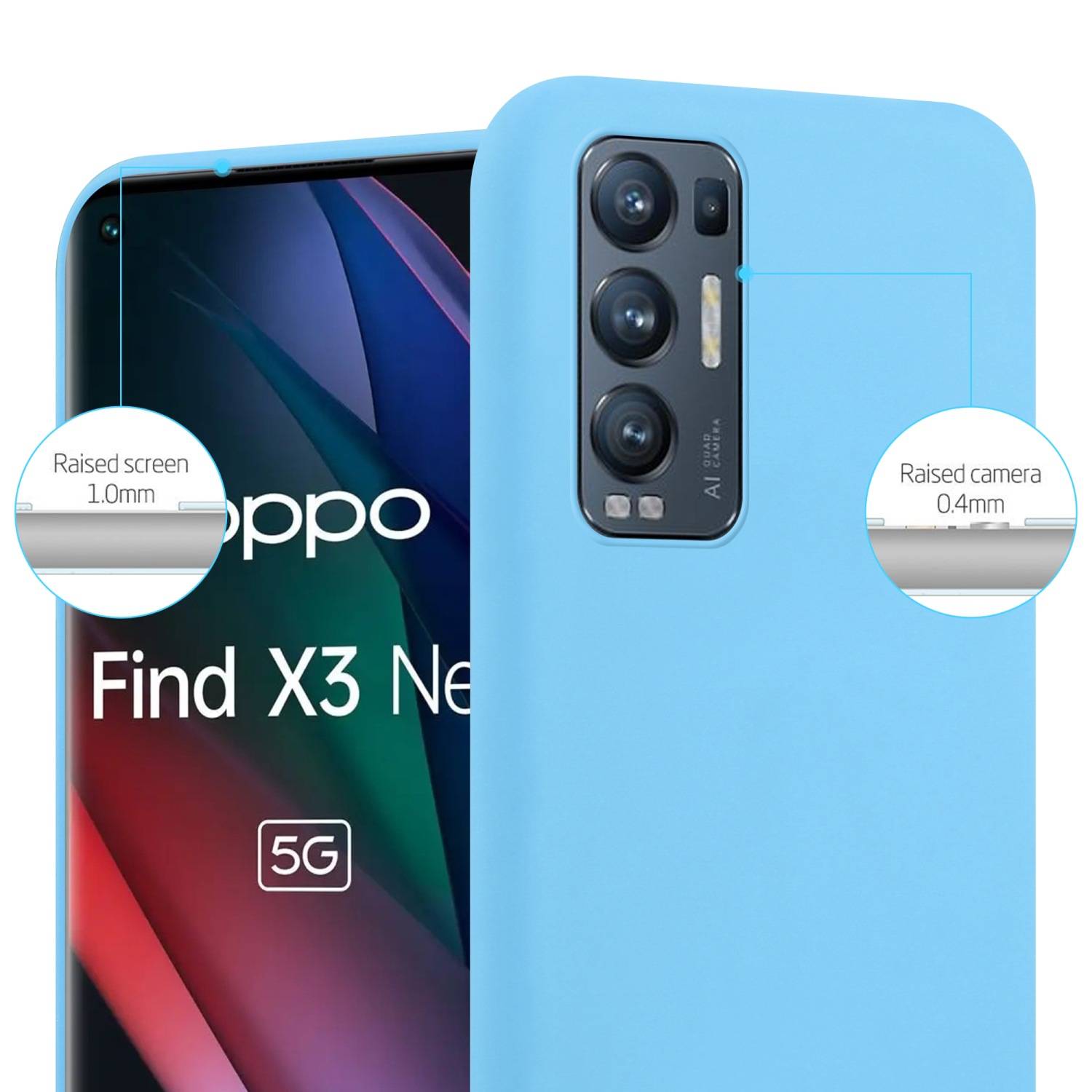 Cadorabo Hülle für Oppo FIND X3 NEO Schutzhülle in Blau Handyhülle TPU Silikon Etui Case Cover