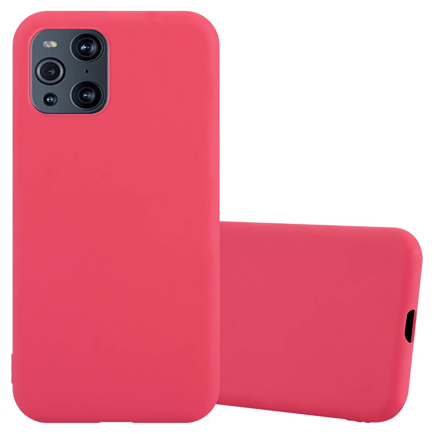 Cadorabo Hülle für Oppo FIND X3 PRO Schutzhülle in Rot Handyhülle TPU Silikon Etui Case Cover