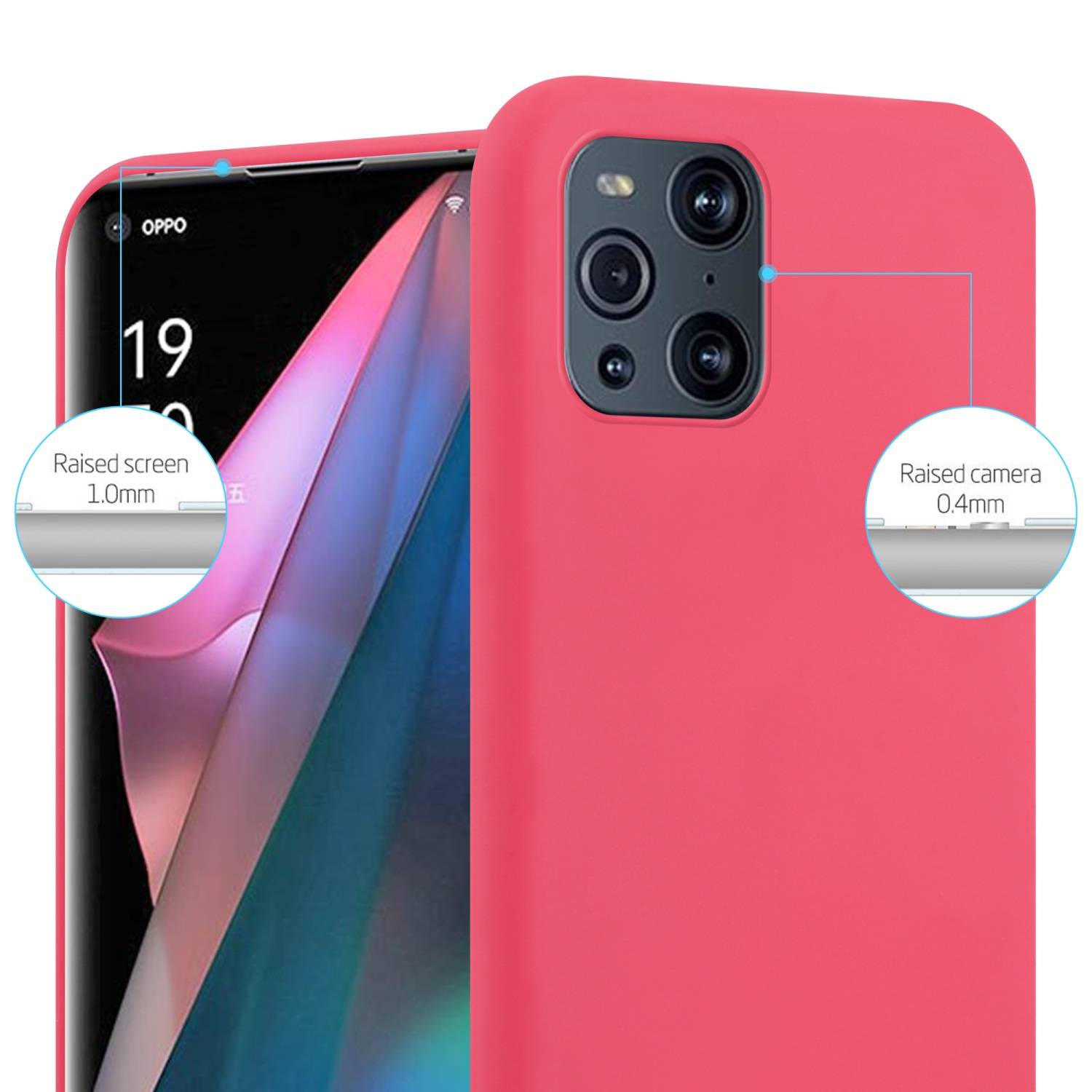 Cadorabo Hülle für Oppo FIND X3 PRO Schutzhülle in Rot Handyhülle TPU Silikon Etui Case Cover