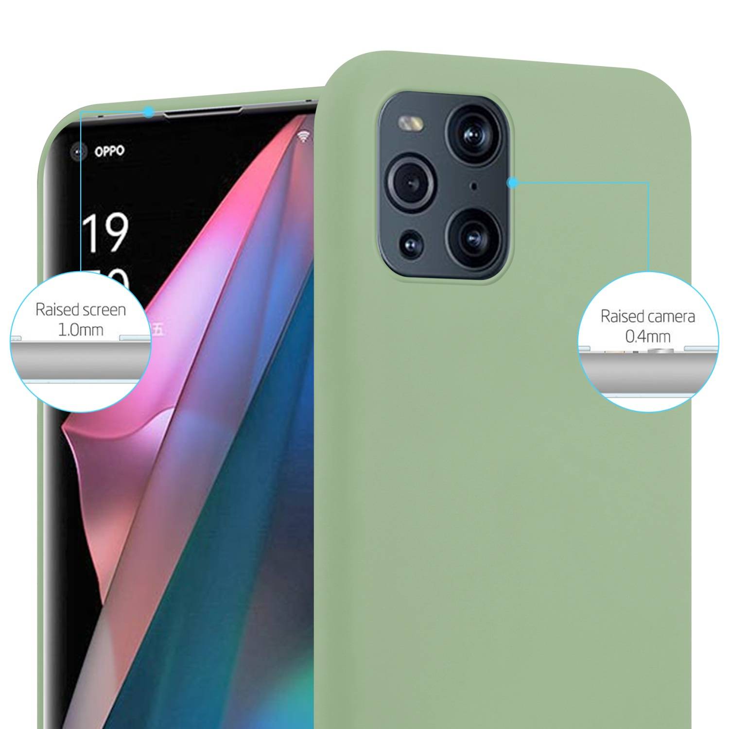 Cadorabo Hülle für Oppo FIND X3 PRO Schutzhülle in Grün Handyhülle TPU Silikon Etui Case Cover