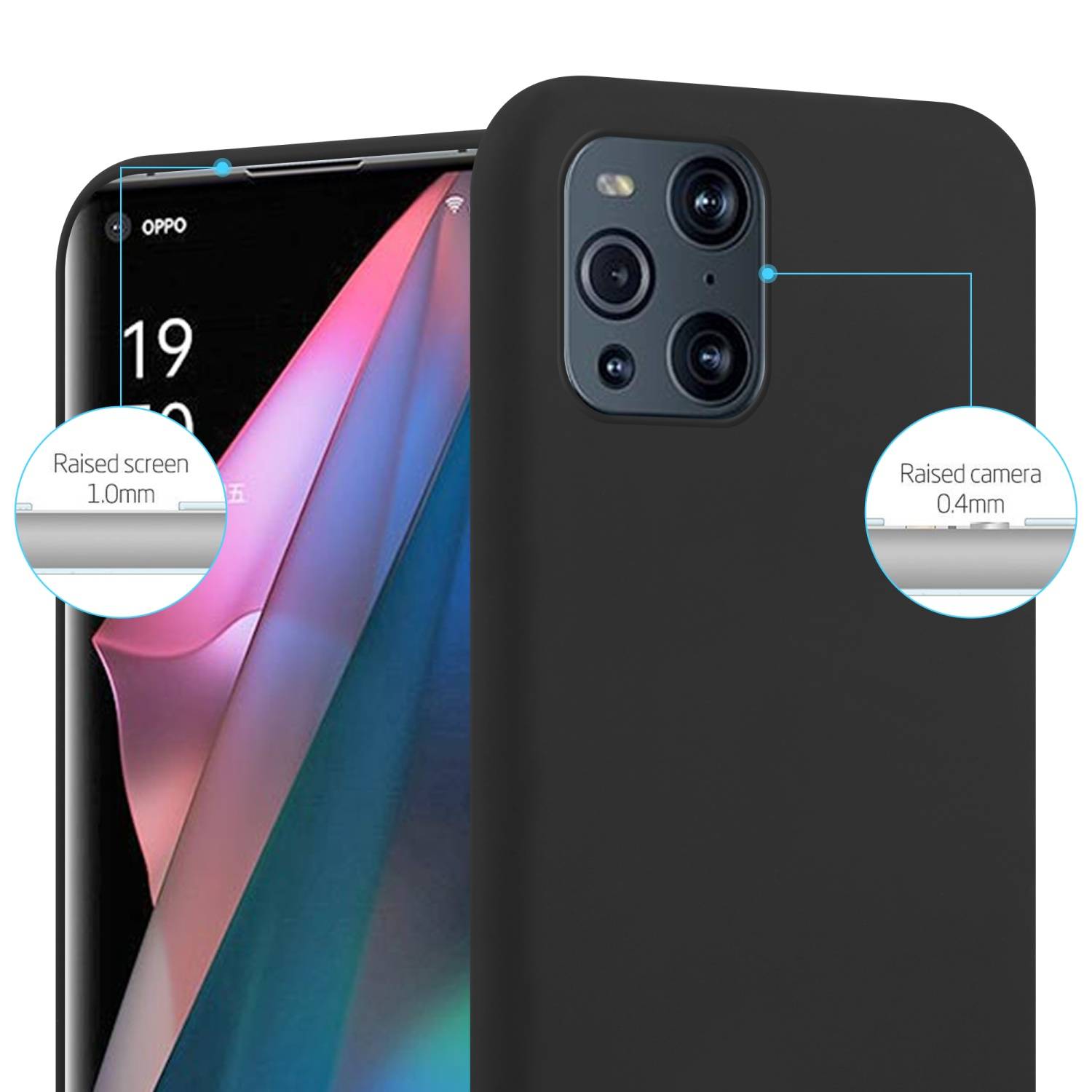 Cadorabo Hülle für Oppo FIND X3 PRO Schutzhülle in Schwarz Handyhülle TPU Silikon Etui Case Cover
