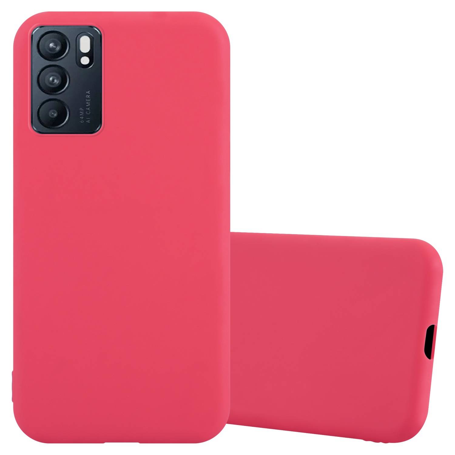 Cadorabo Hülle für Oppo Reno6 5G Schutzhülle in Rot Handyhülle TPU Silikon Etui Case Cover