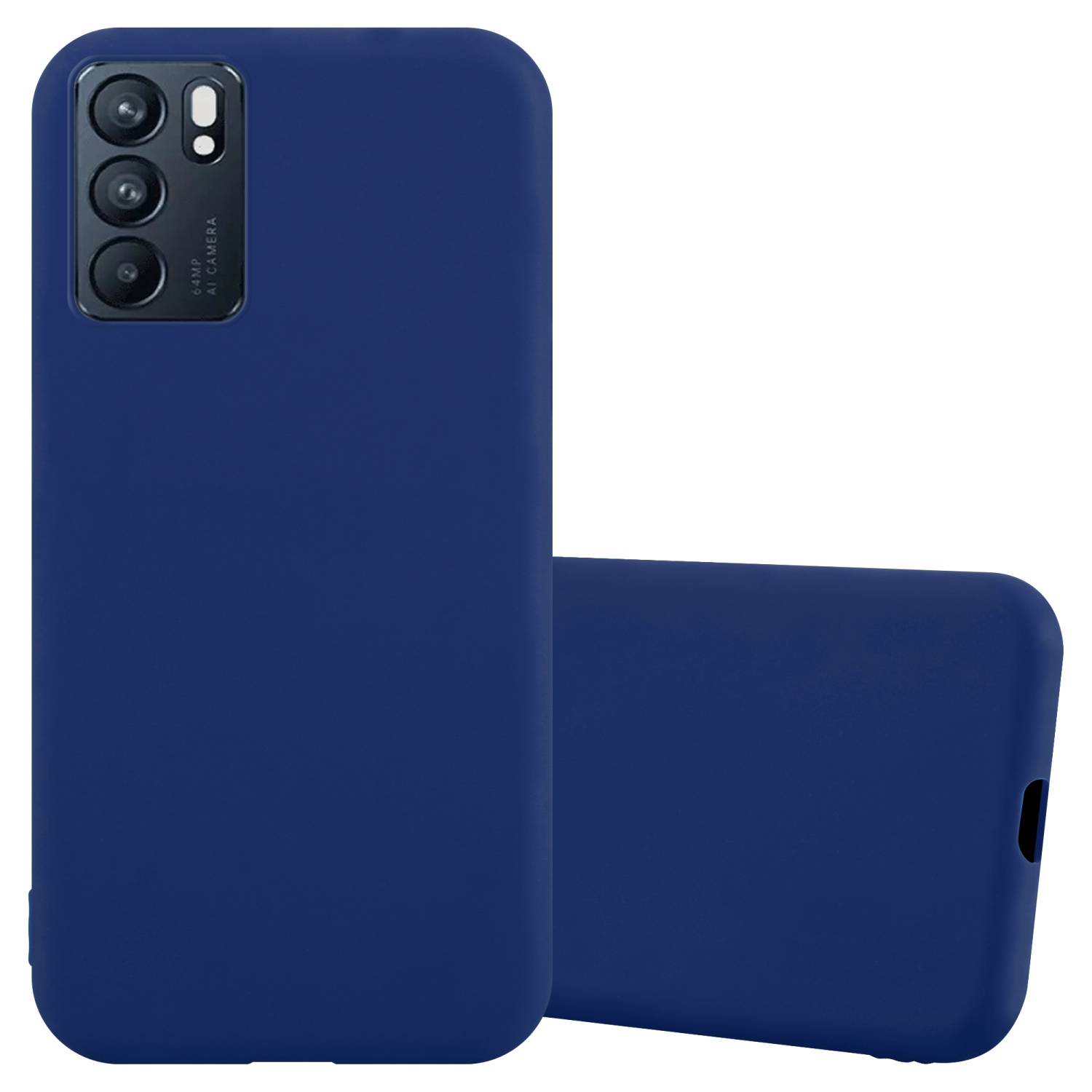Cadorabo Hülle für Oppo Reno6 5G Schutzhülle in Blau Handyhülle TPU Silikon Etui Case Cover