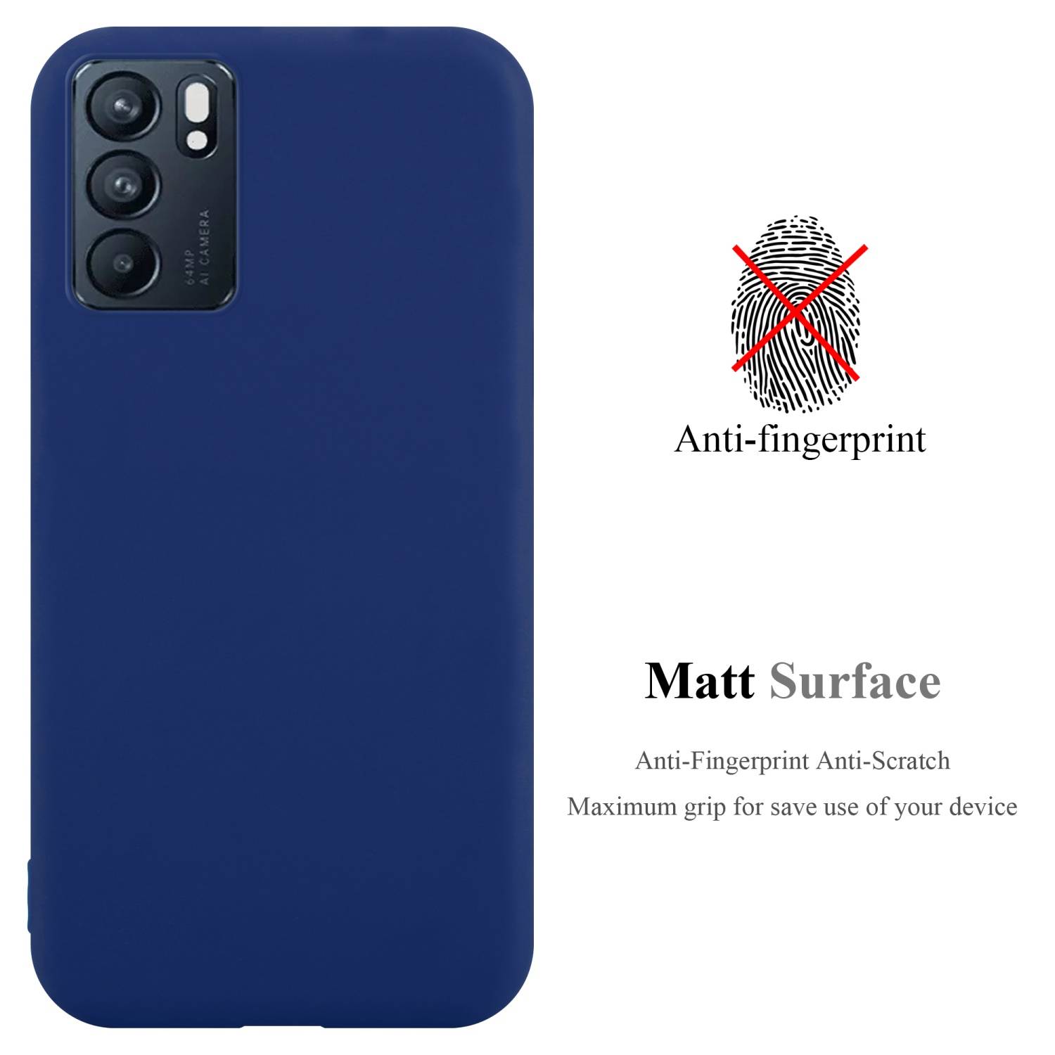 Cadorabo Hülle für Oppo Reno6 5G Schutzhülle in Blau Handyhülle TPU Silikon Etui Case Cover