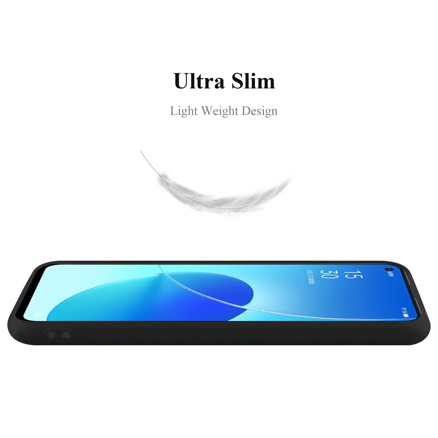 Cadorabo Hülle für Oppo Reno6 5G Schutzhülle in Schwarz Handyhülle TPU Silikon Etui Case Cover