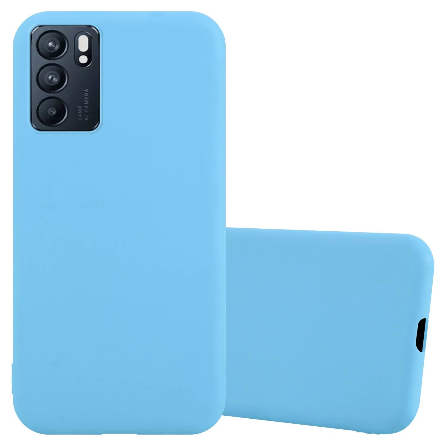 Cadorabo Hülle für Oppo Reno6 5G Schutzhülle in Blau Handyhülle TPU Silikon Etui Case Cover