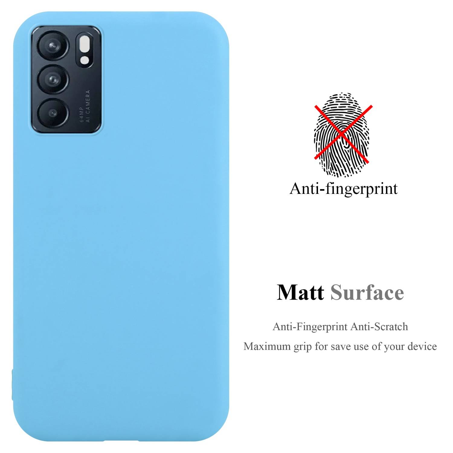 Cadorabo Hülle für Oppo Reno6 5G Schutzhülle in Blau Handyhülle TPU Silikon Etui Case Cover
