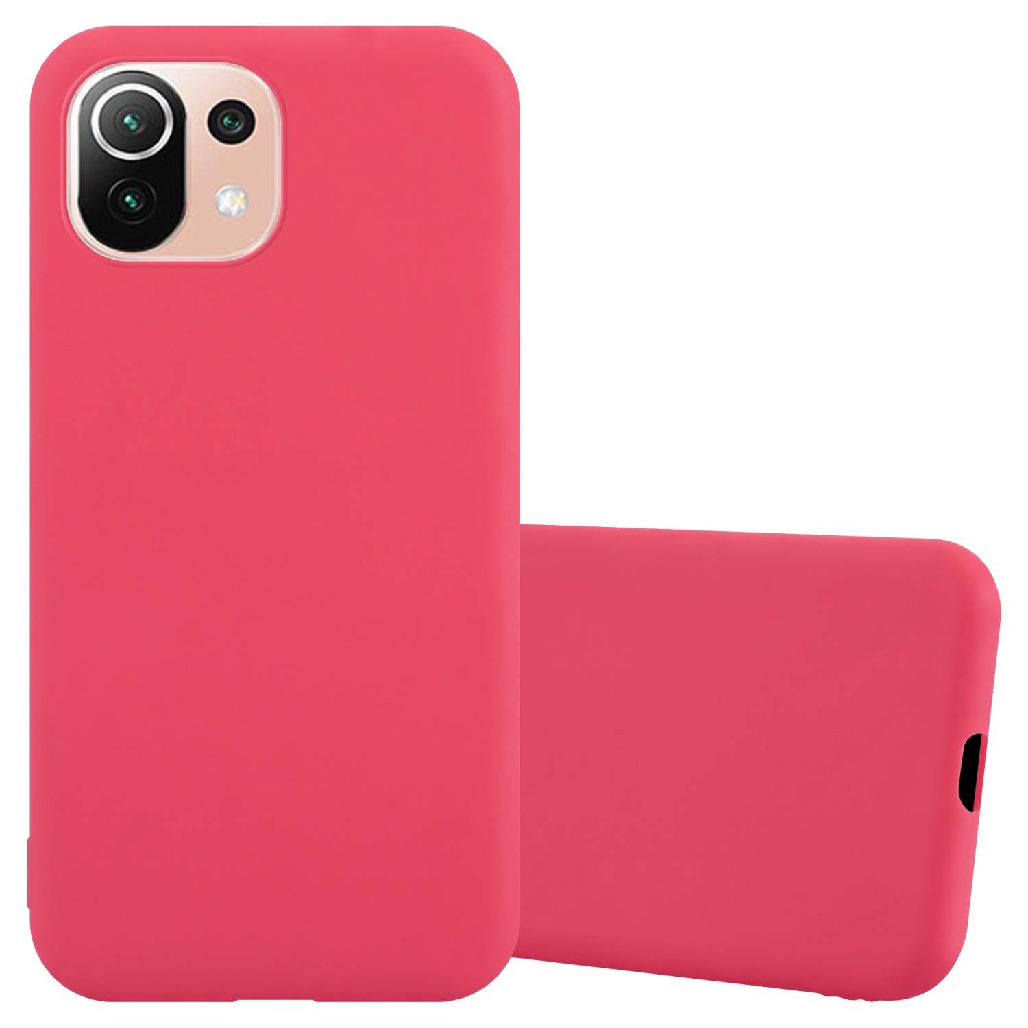 Cadorabo Hülle für Xiaomi Mi 11 LITE (4G / 5G) / 11 LITE NE Schutzhülle in Rot Handyhülle TPU Silikon Etui Case Cover