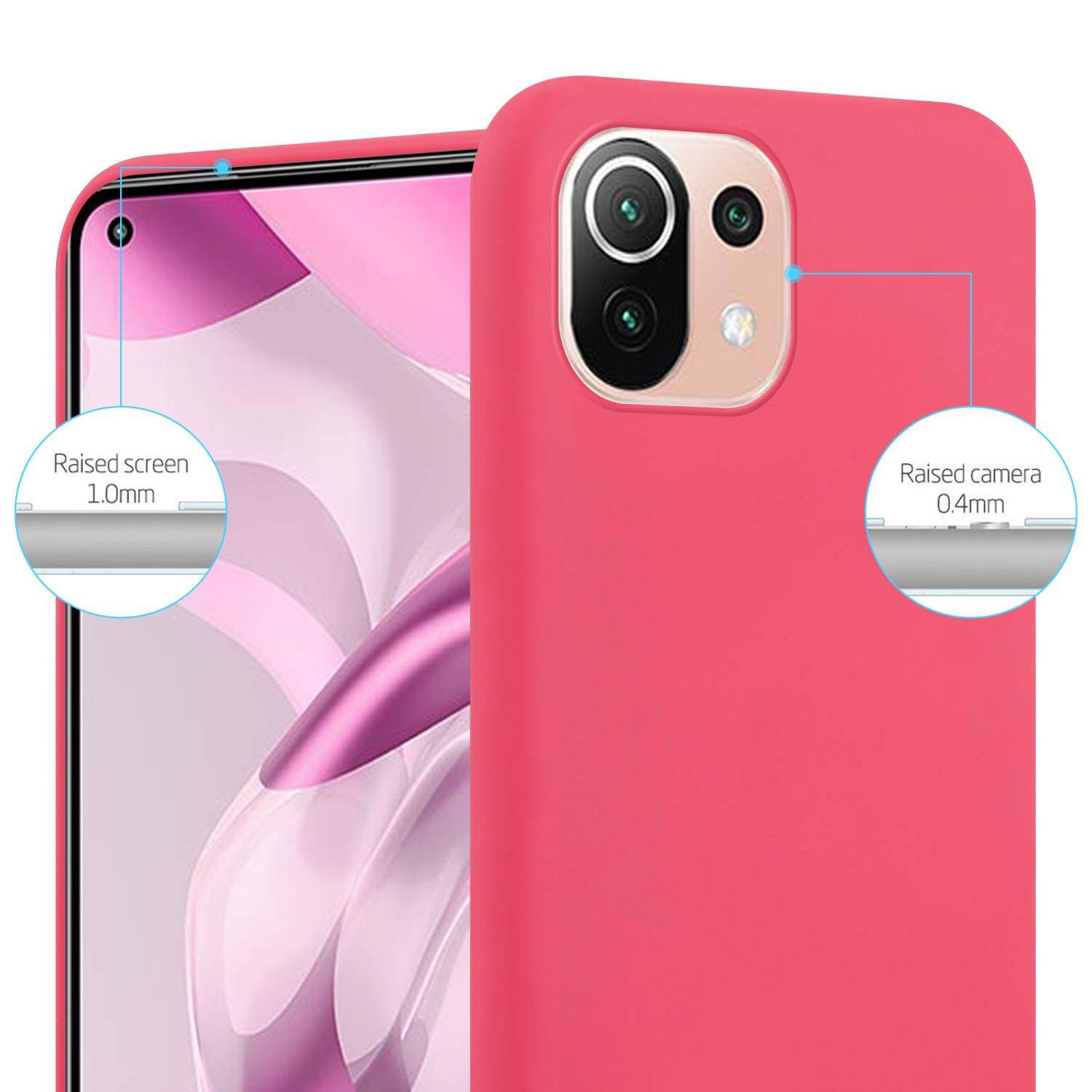 Cadorabo Hülle für Xiaomi Mi 11 LITE (4G / 5G) / 11 LITE NE Schutzhülle in Rot Handyhülle TPU Silikon Etui Case Cover