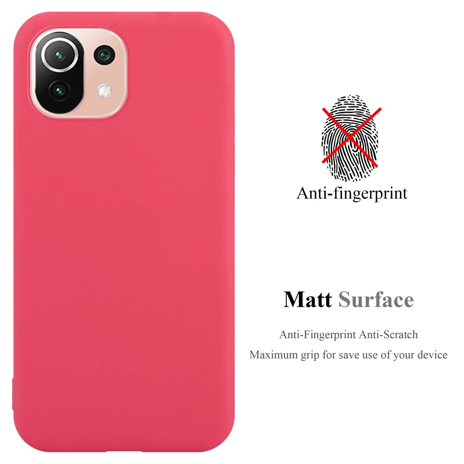 Cadorabo Hülle für Xiaomi Mi 11 LITE (4G / 5G) / 11 LITE NE Schutzhülle in Rot Handyhülle TPU Silikon Etui Case Cover