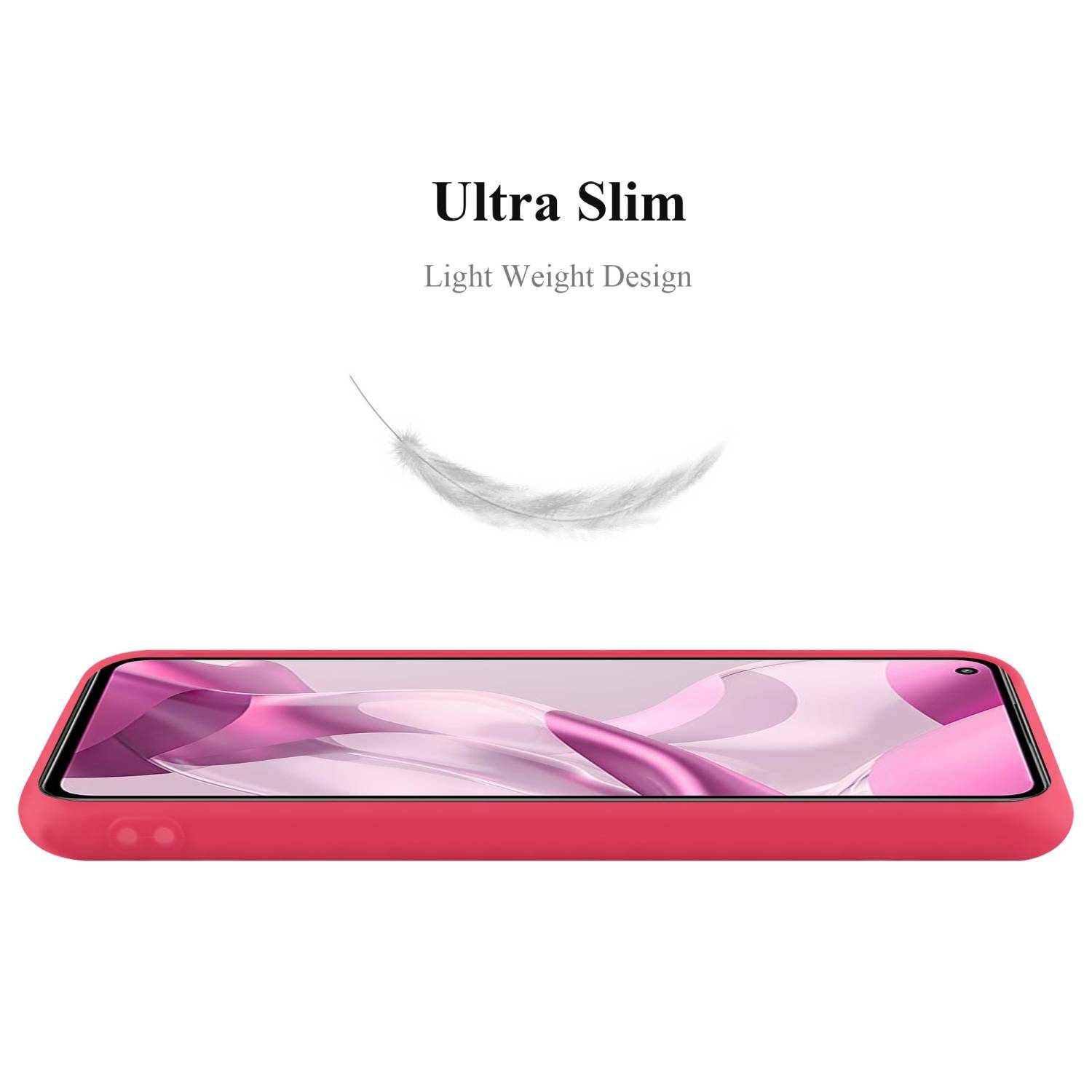 Cadorabo Hülle für Xiaomi Mi 11 LITE (4G / 5G) / 11 LITE NE Schutzhülle in Rot Handyhülle TPU Silikon Etui Case Cover