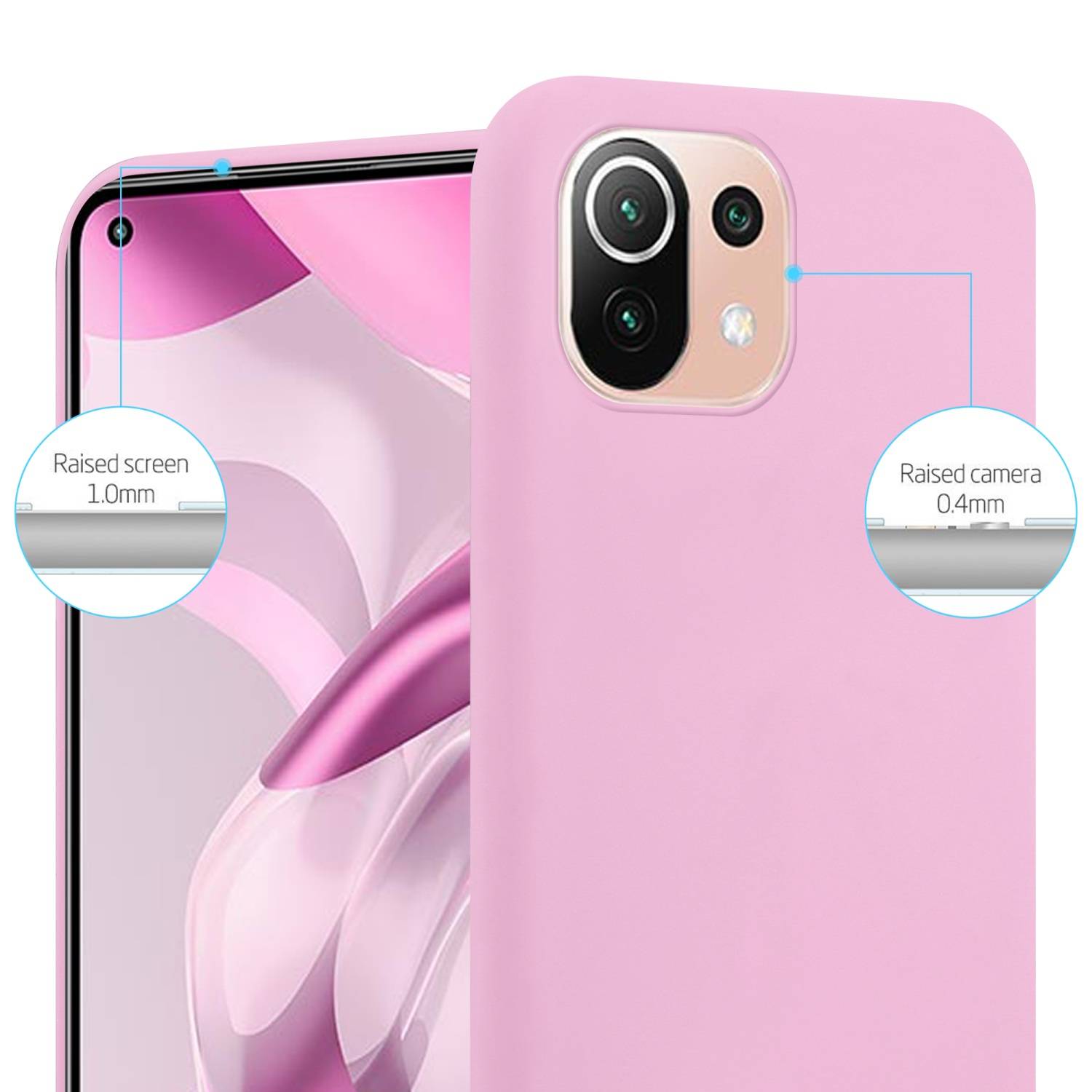 Cadorabo Hülle für Xiaomi Mi 11 LITE (4G / 5G) / 11 LITE NE Schutzhülle in Rosa Handyhülle TPU Silikon Etui Case Cover