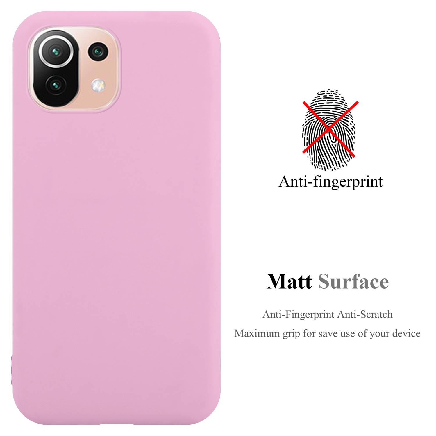 Cadorabo Hülle für Xiaomi Mi 11 LITE (4G / 5G) / 11 LITE NE Schutzhülle in Rosa Handyhülle TPU Silikon Etui Case Cover