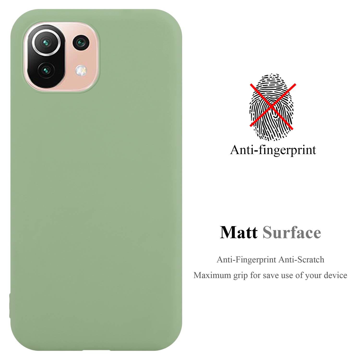 Cadorabo Hülle für Xiaomi Mi 11 LITE (4G / 5G) / 11 LITE NE Schutzhülle in Grün Handyhülle TPU Silikon Etui Case Cover