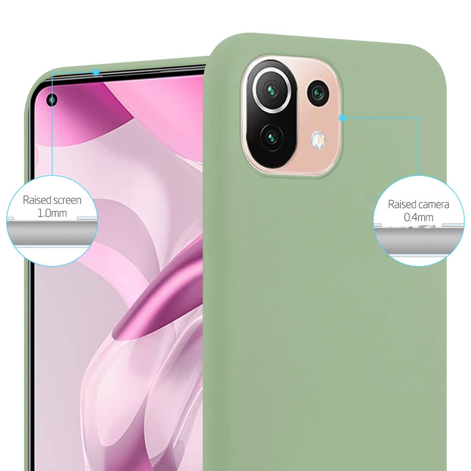 Cadorabo Hülle für Xiaomi Mi 11 LITE (4G / 5G) / 11 LITE NE Schutzhülle in Grün Handyhülle TPU Silikon Etui Case Cover