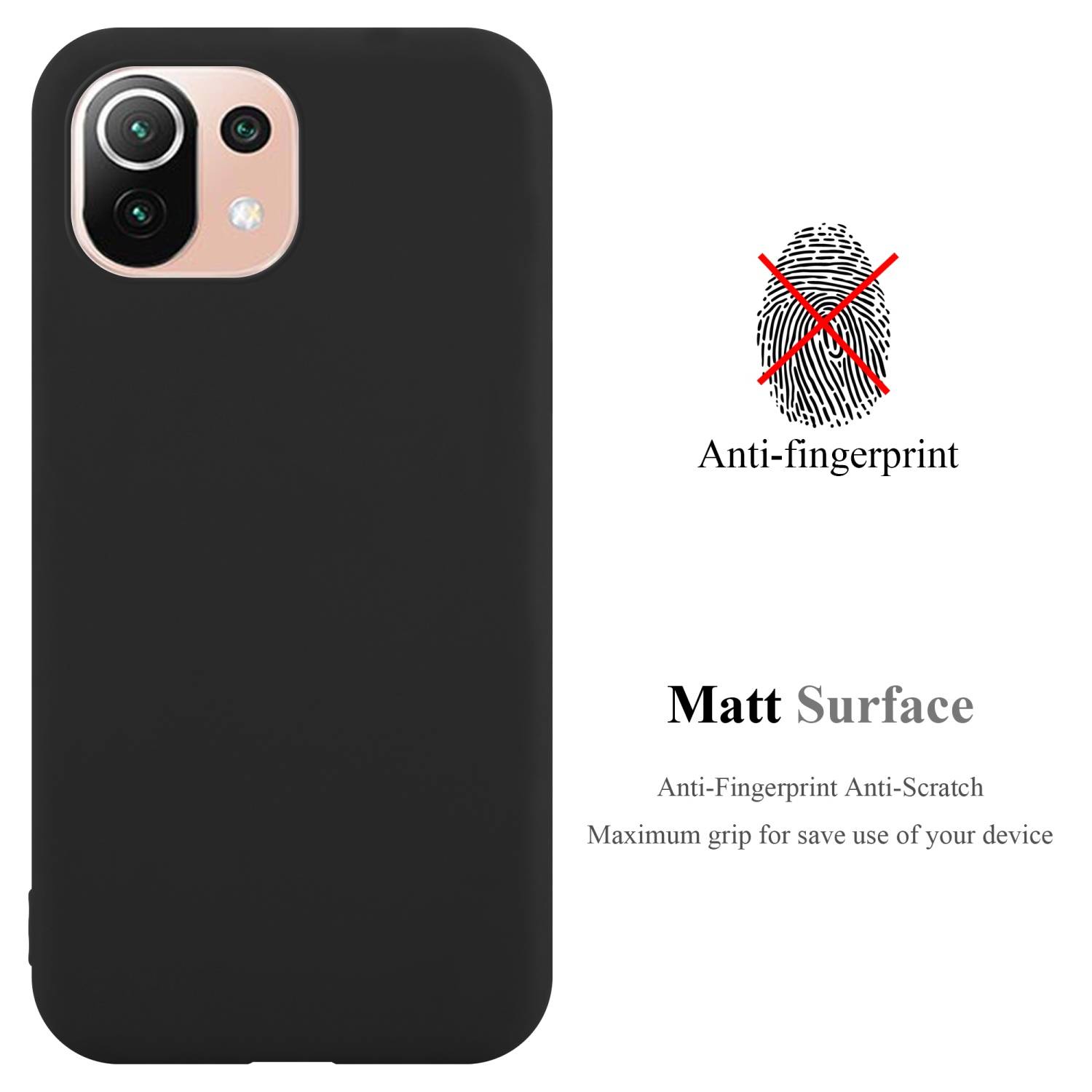 Cadorabo Hülle für Xiaomi Mi 11 LITE (4G / 5G) / 11 LITE NE Schutzhülle in Schwarz Handyhülle TPU Silikon Etui Case