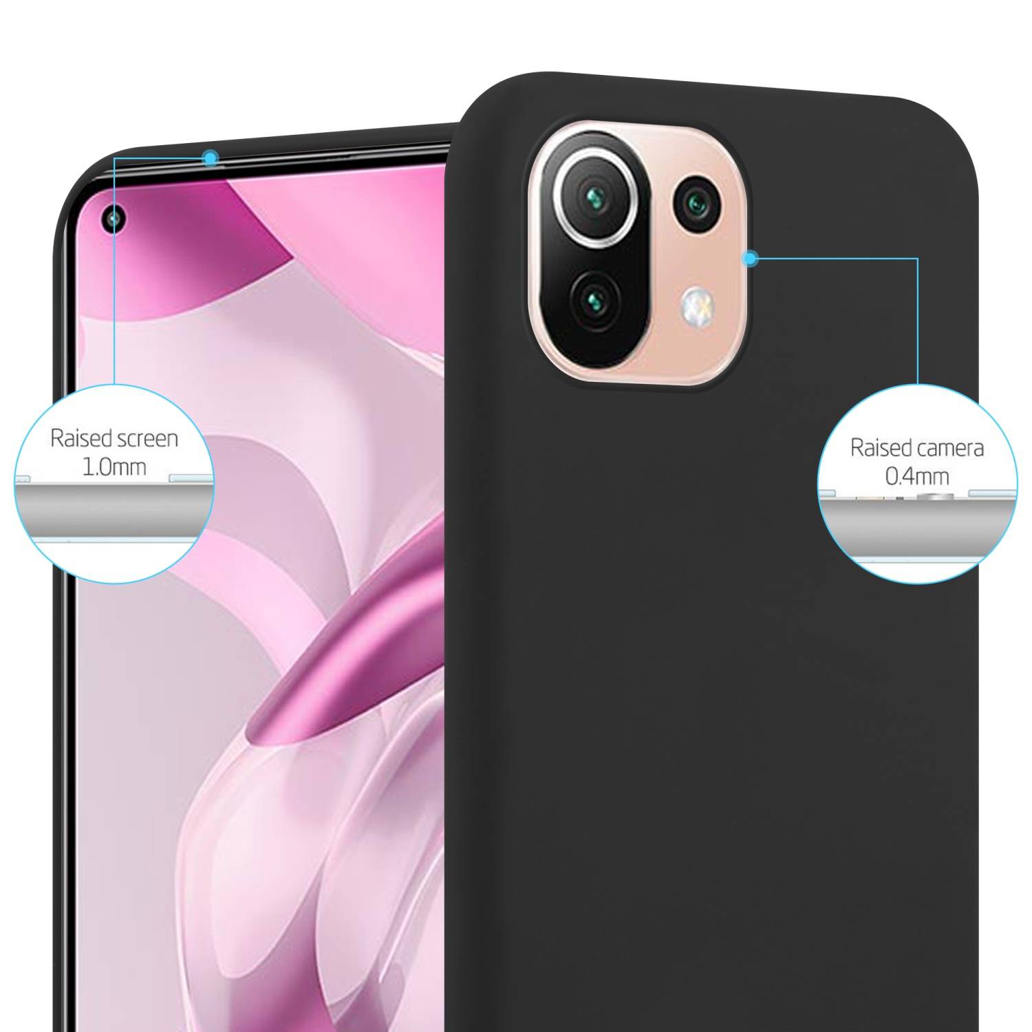 Cadorabo Hülle für Xiaomi Mi 11 LITE (4G / 5G) / 11 LITE NE Schutzhülle in Schwarz Handyhülle TPU Silikon Etui Case