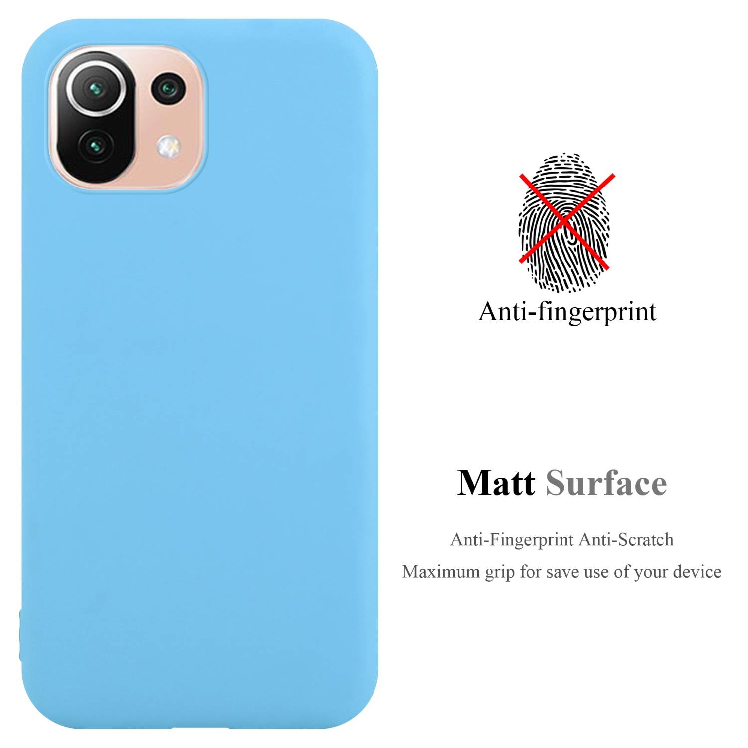 Cadorabo Hülle für Xiaomi Mi 11 LITE (4G / 5G) / 11 LITE NE Schutzhülle in Blau Handyhülle TPU Silikon Etui Case Cover